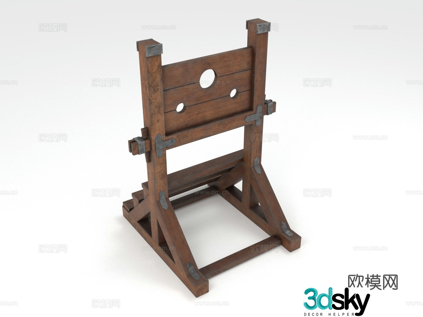 Wooden shackles, ancient torture instruments, wooden prison tools, historical props, prison supplies 3D model