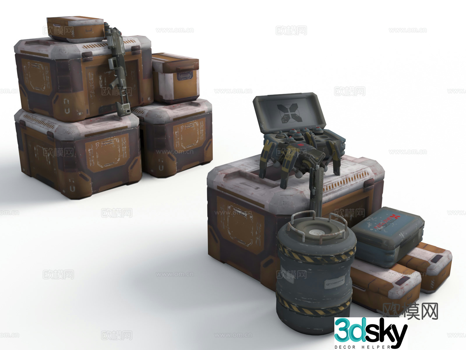 Cyberpunk style war protection science fiction style future science fiction drone combat 3d model