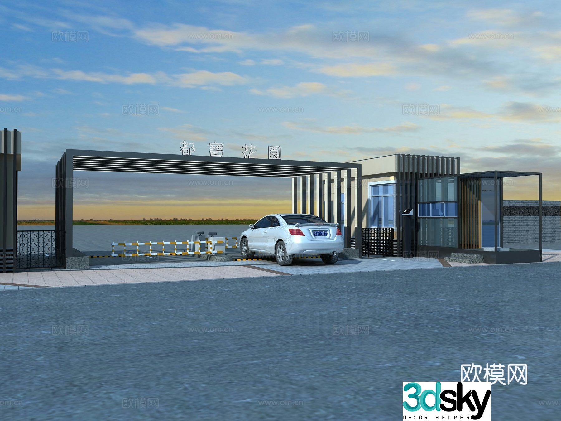 Other face-scanning electronic doors, realistic night scene lighting, gate entrance, surveillance, doorman 3D model