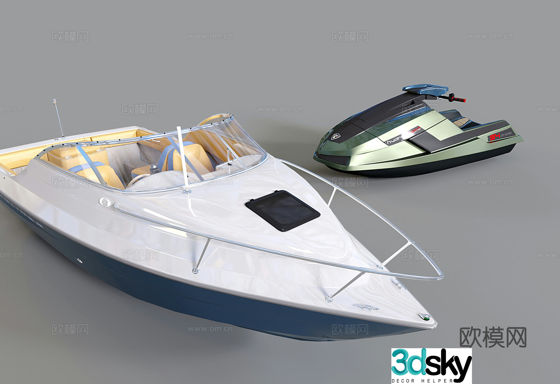 modern yacht speedboat motorboat 3d model