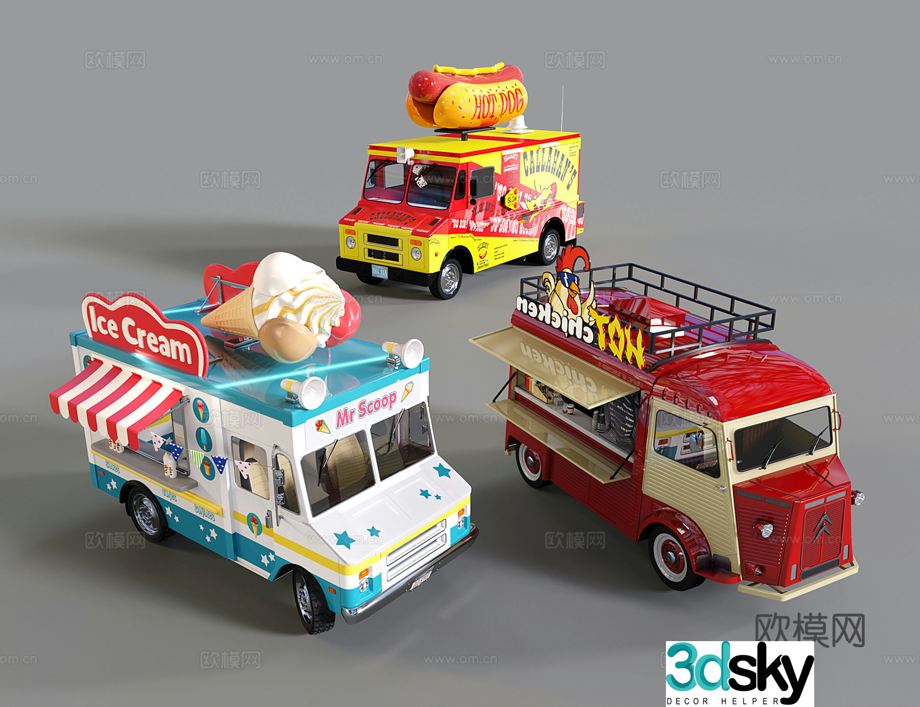 Modern vending car vending car cartoon car bus dining car fast food truck 3d model