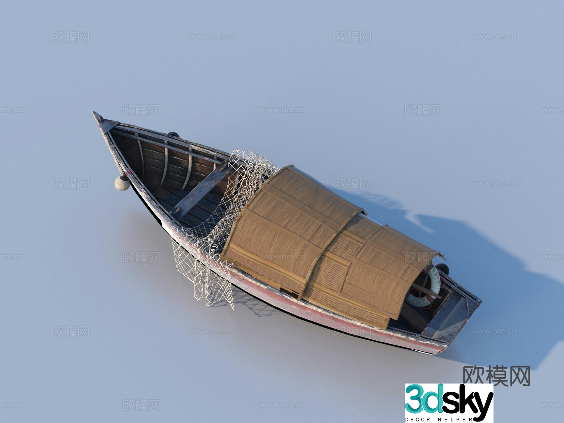 boat wooden boat 3d model