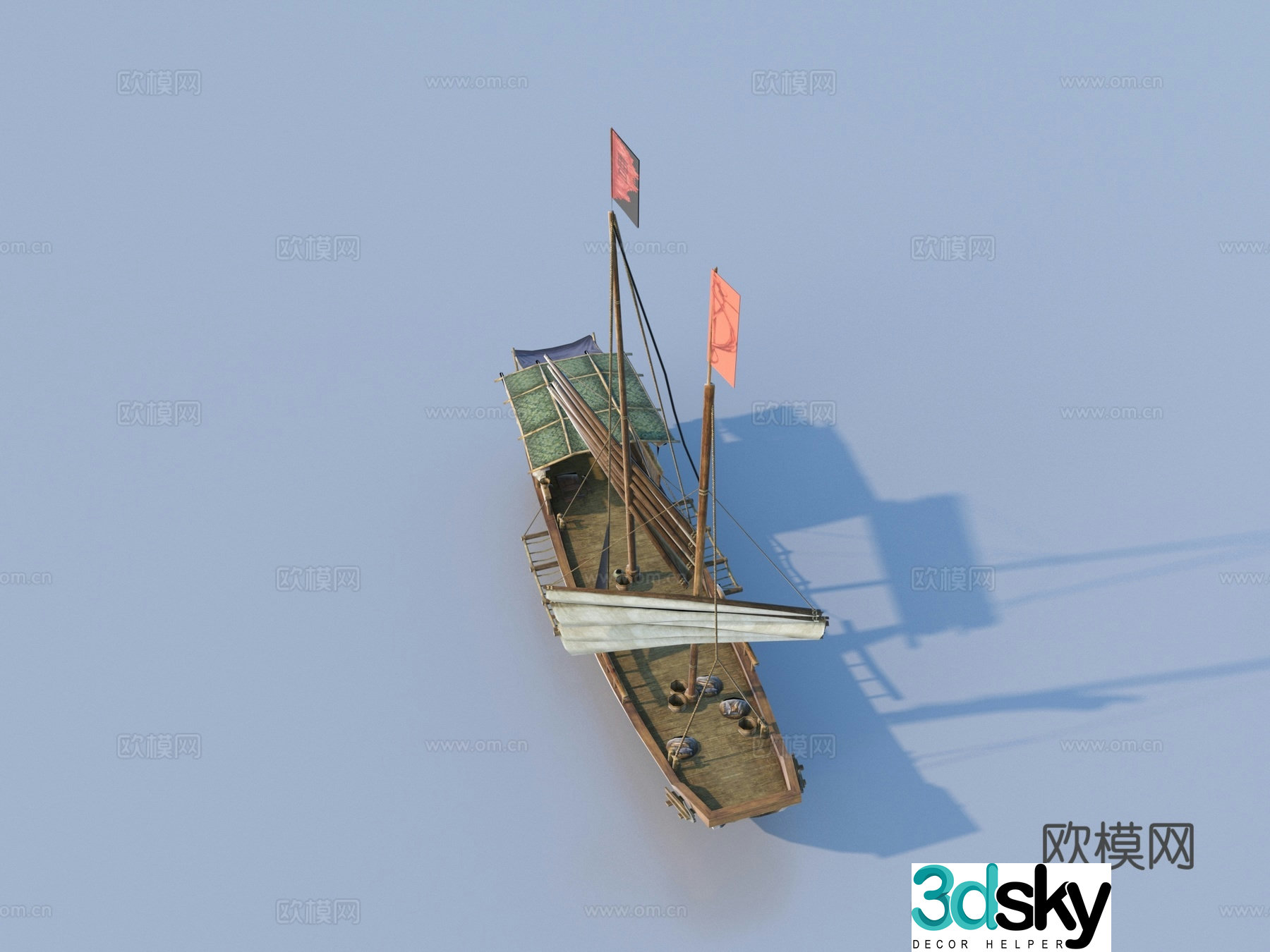 boat wooden boat 3d model