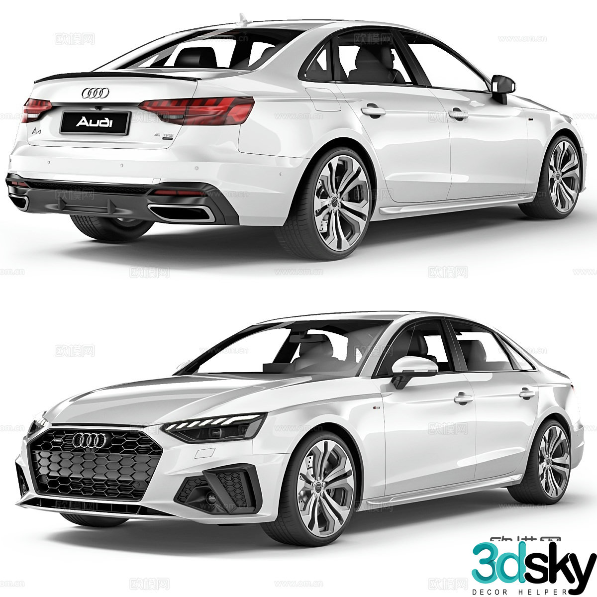 Audi A4 S-Line 2021 car 3d model