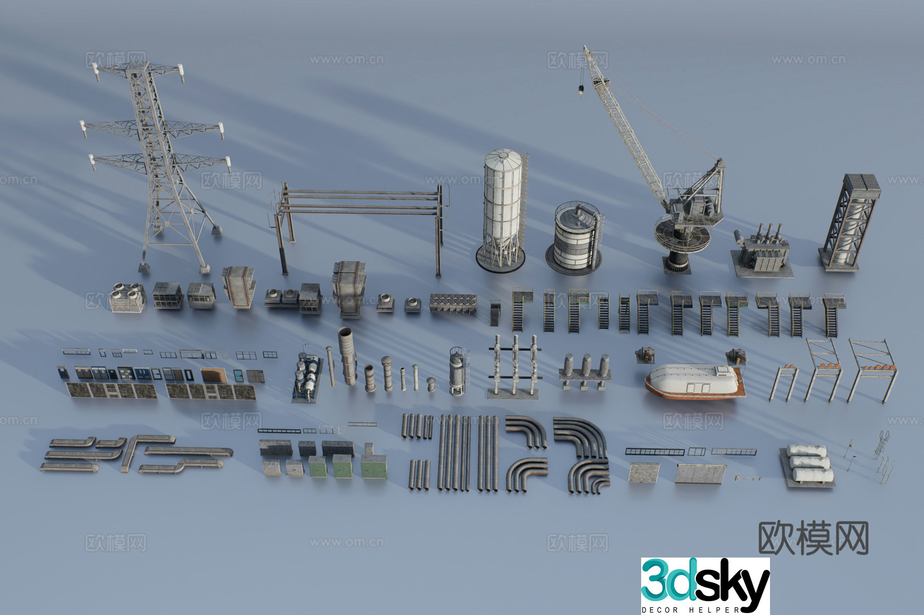 Industrial equipment combination 3d model