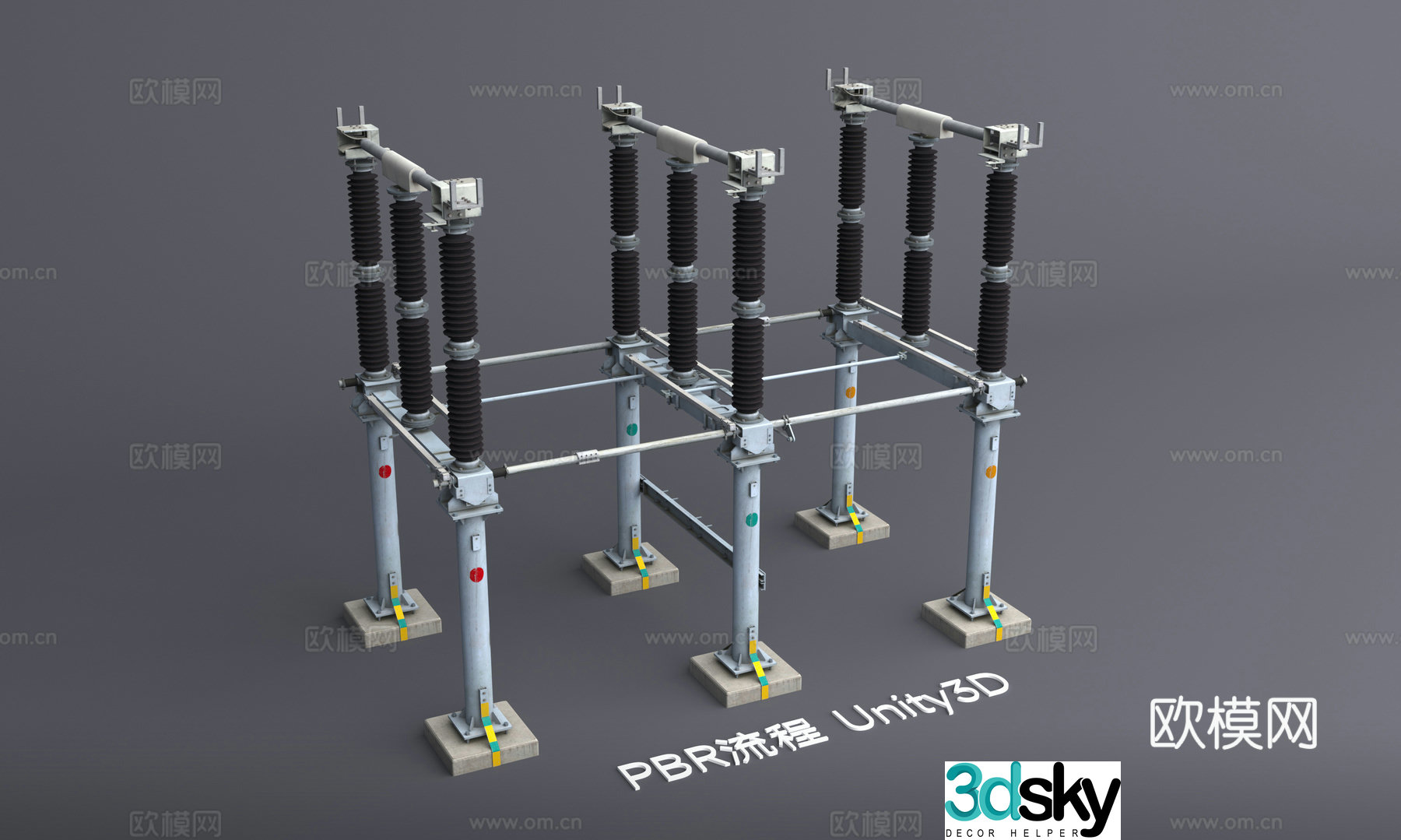 Electric power industry, power visualization, smart power, transmission bracket, transformer frame, transmission isolation 3D model