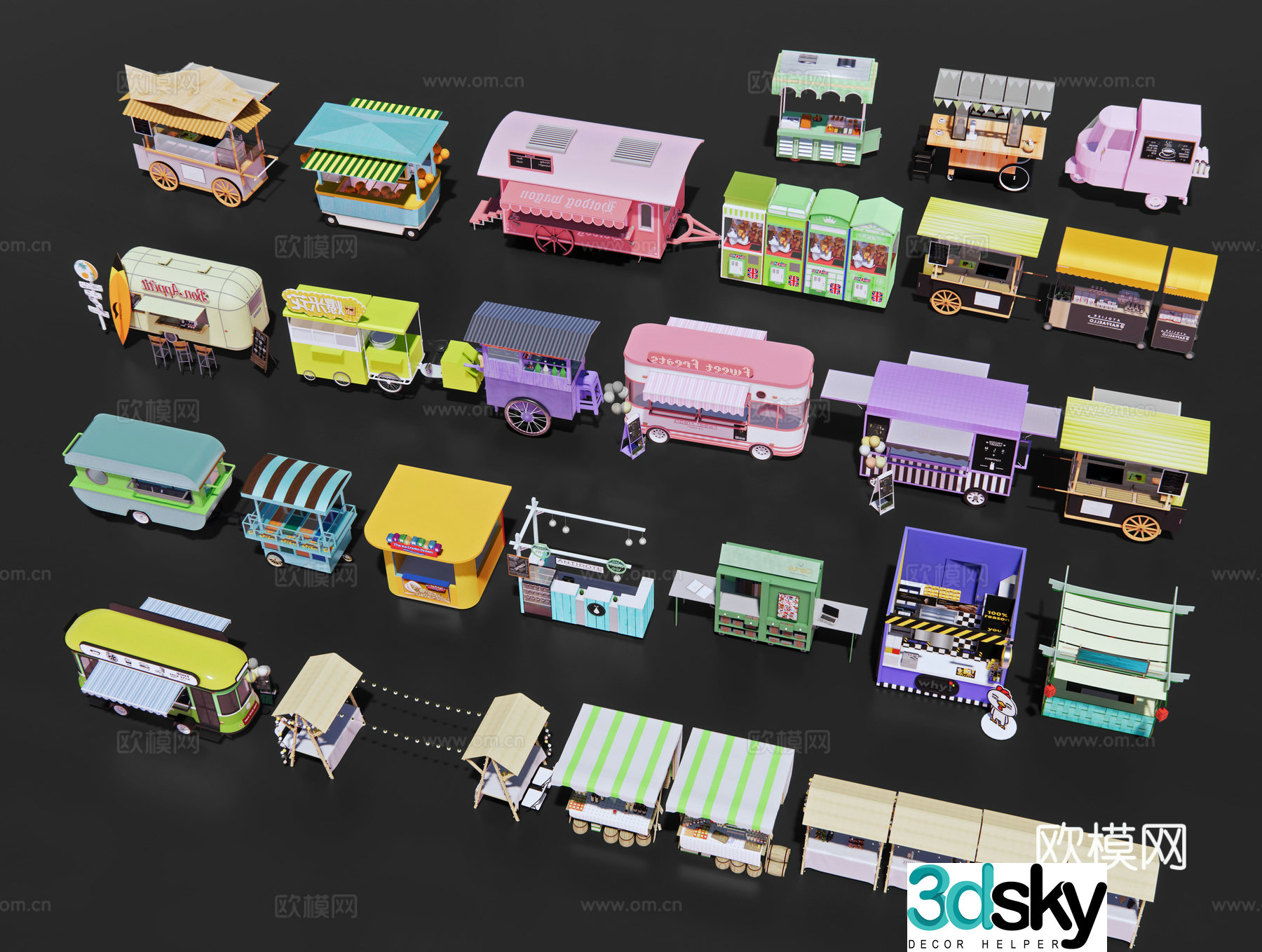 Modern kiosk, stall cart, commercial sales cart, internet celebrity fast food cart, trolley, drive-in restaurant 3D model