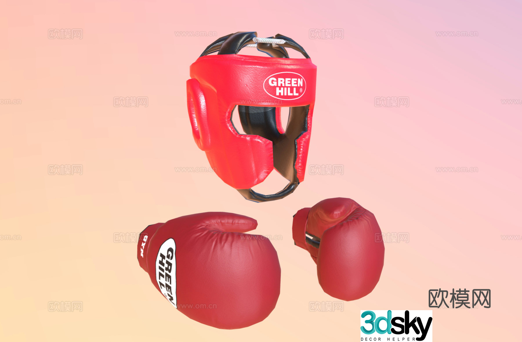 Boxing gloves, boxing hood, protective gear, training hood, fighting hood 3d model