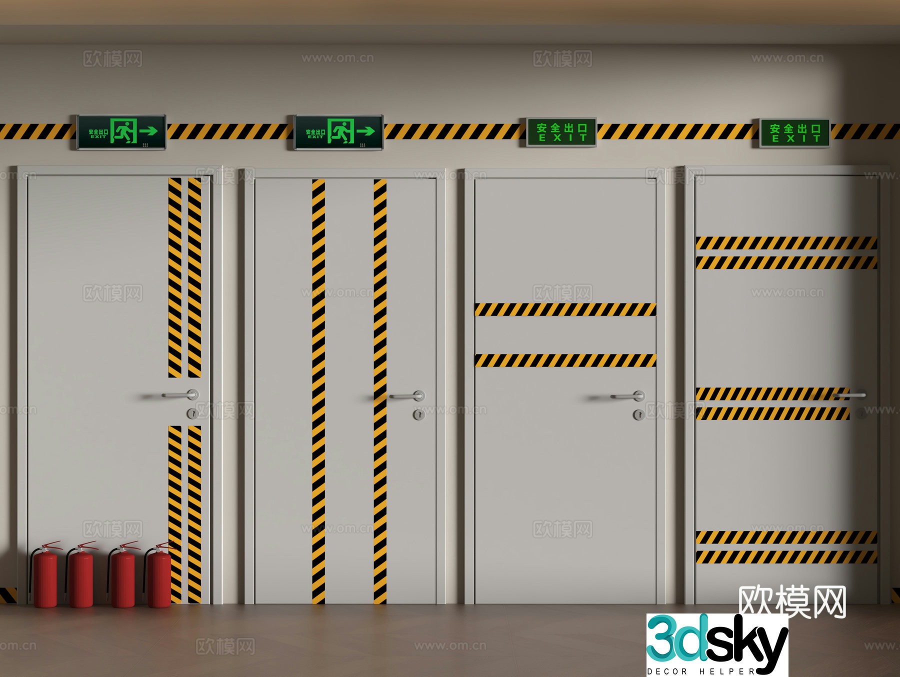 Modern fire door 3d model