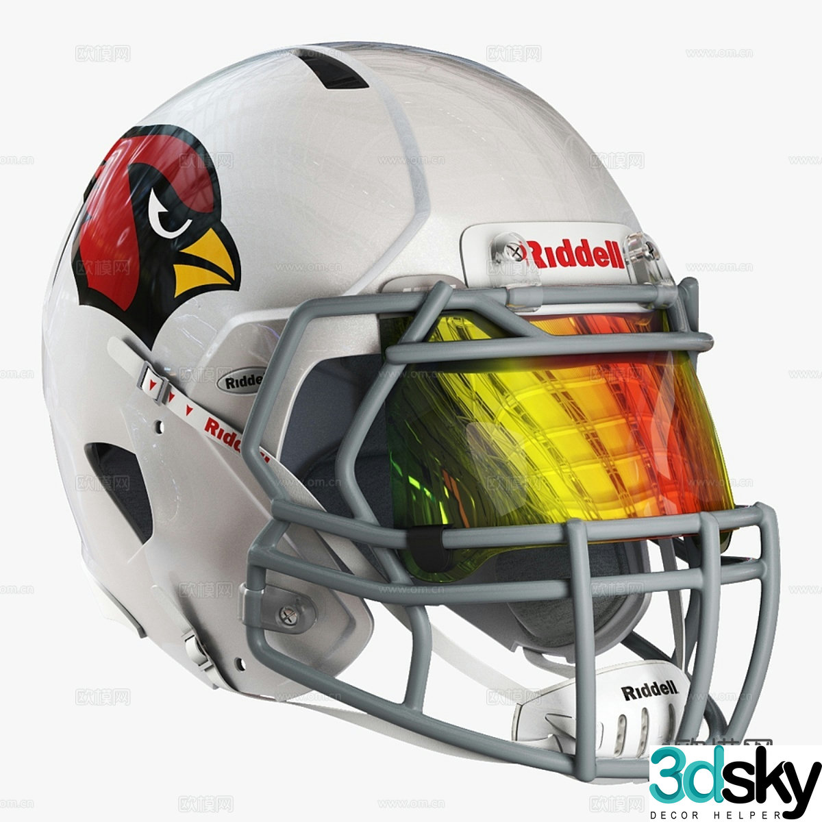 Riddell speed skating helmet Arizona Cardinals 3D model