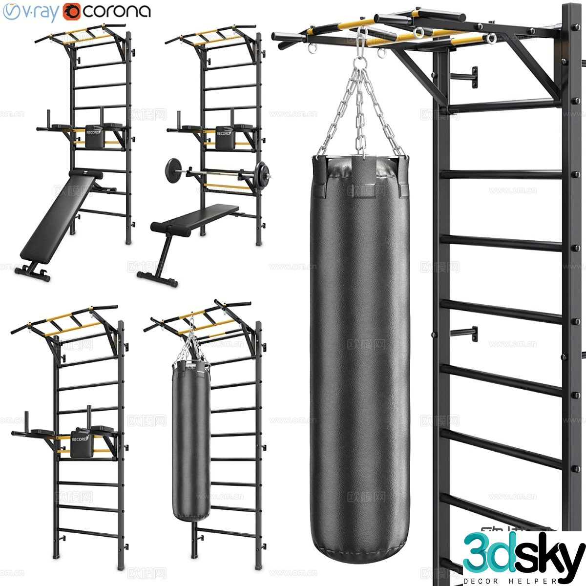 Record horizontal bar set 3d model