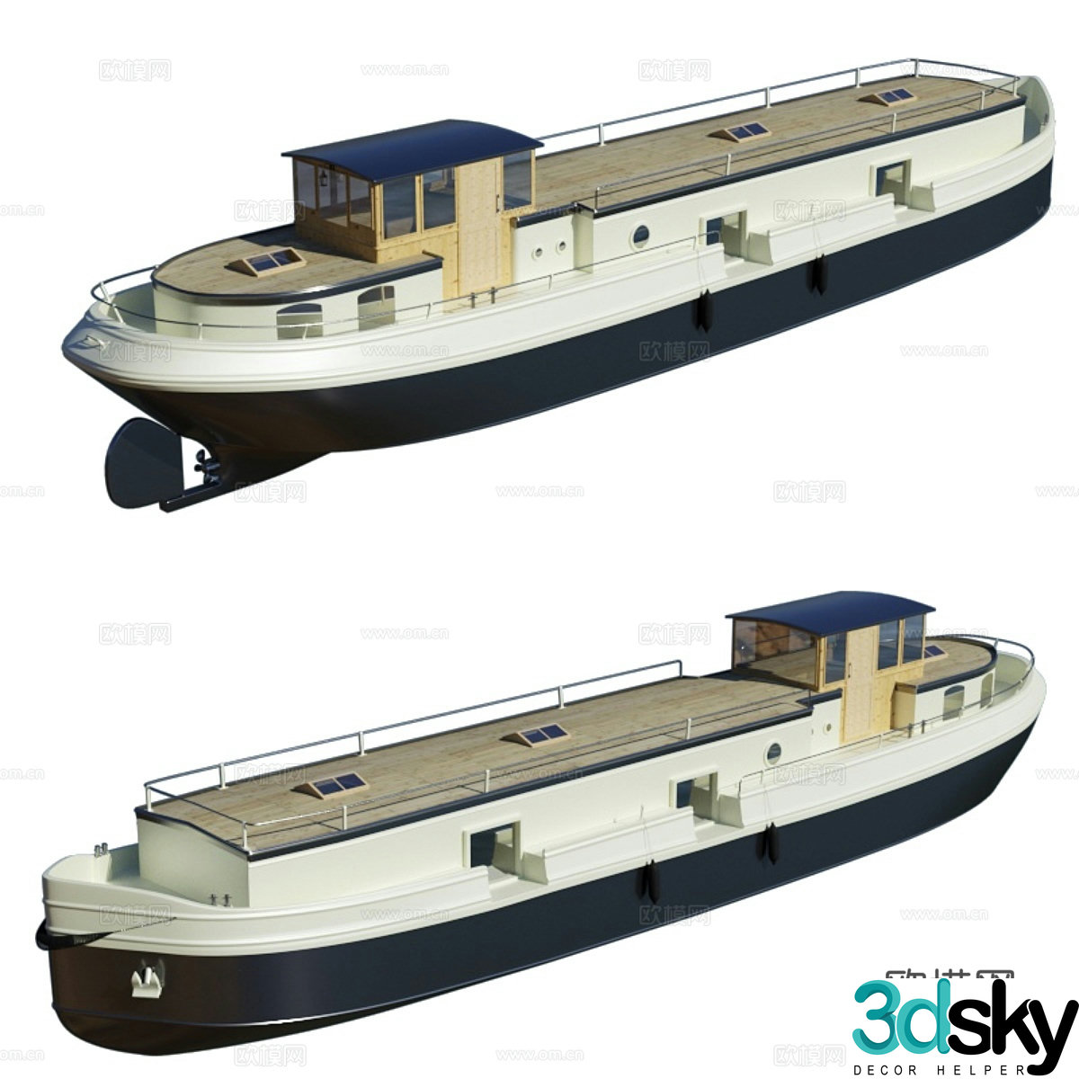 houseboat barge 3d model