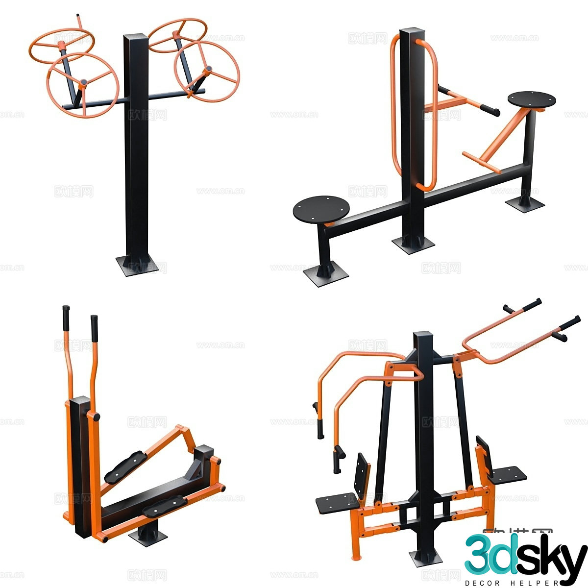 Street fitness equipment 01 3d model
