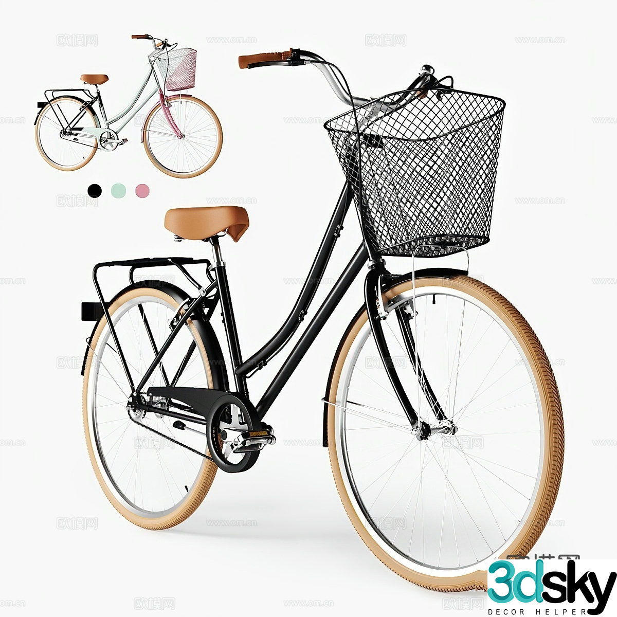 Retro ladies luxury bicycle 3d model