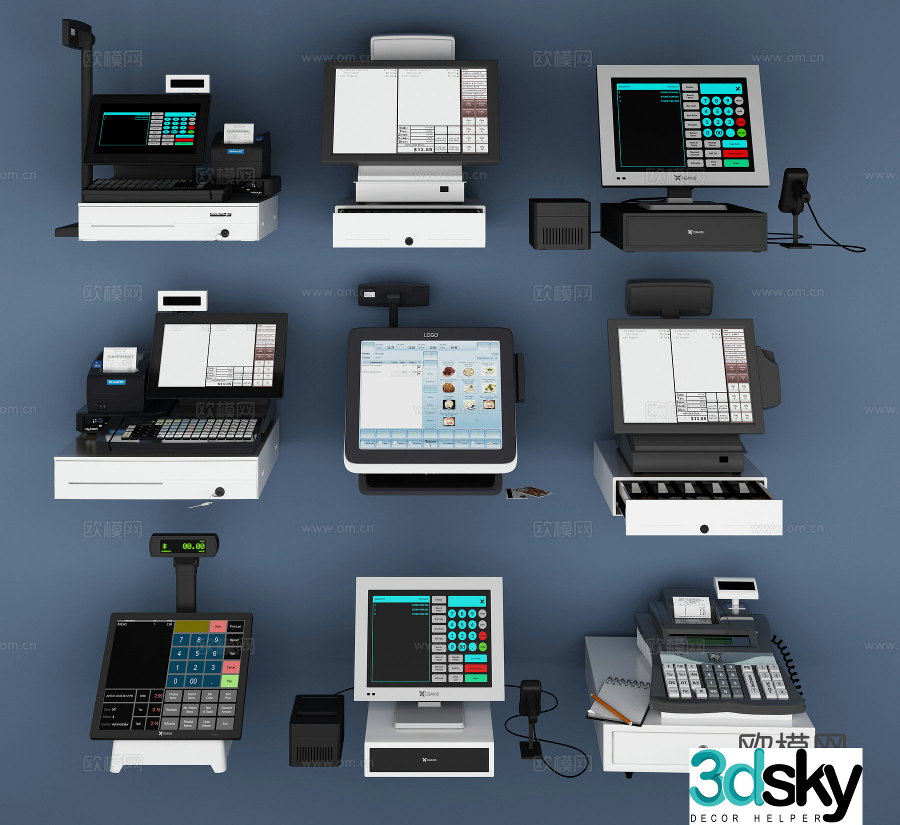 12 cash register combination object 3d model