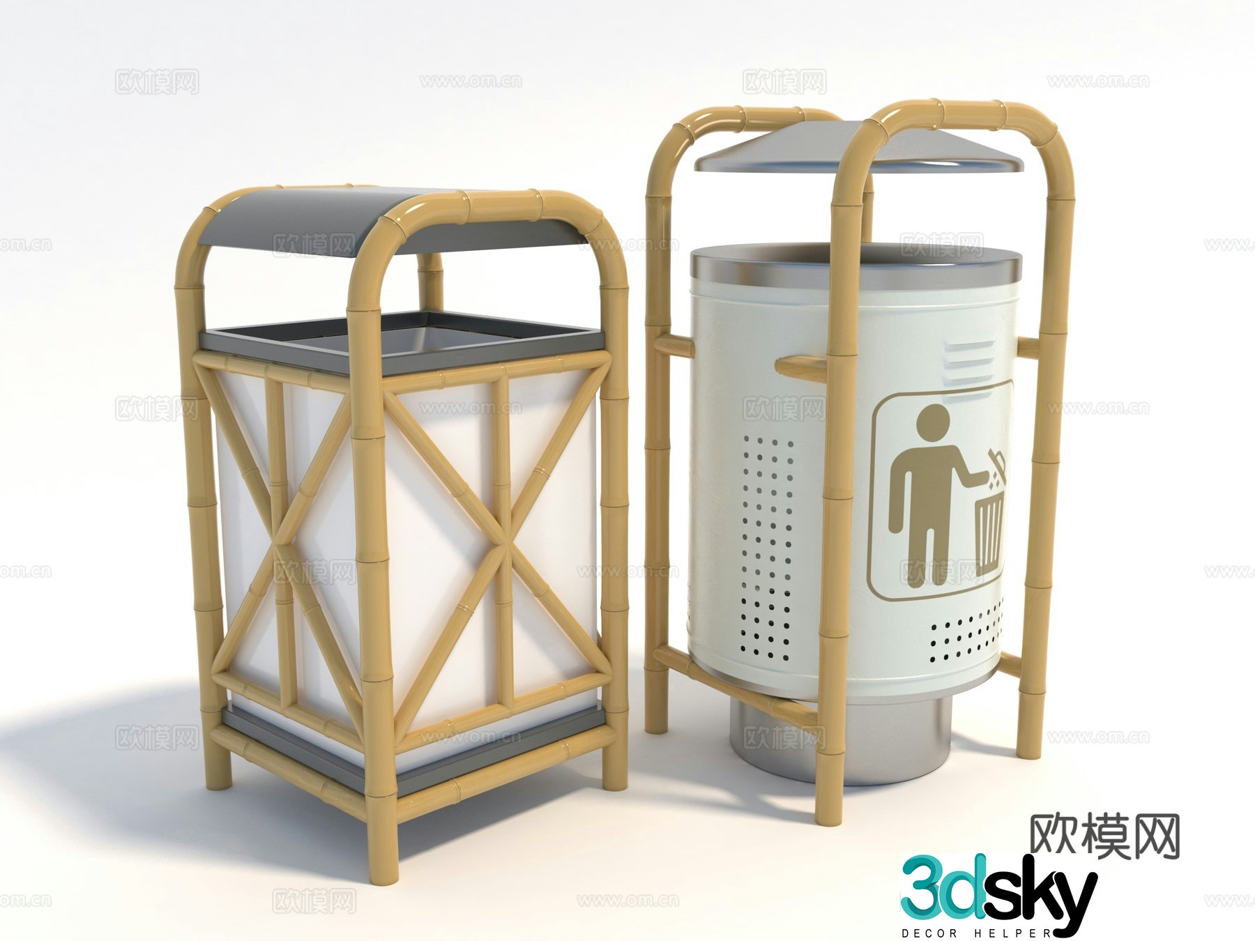 Modern style trash can 3d model
