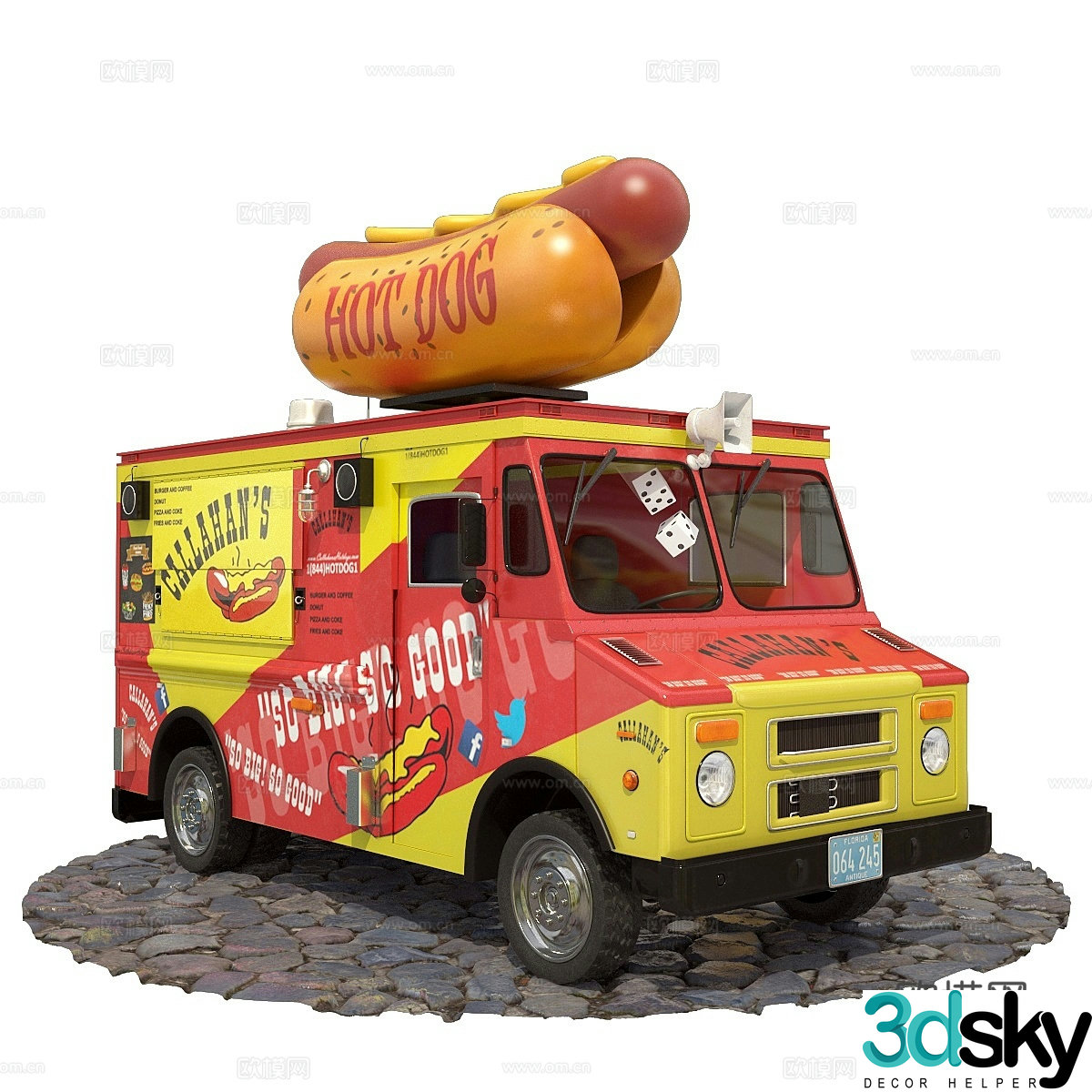 Hot dog food truck 3d model