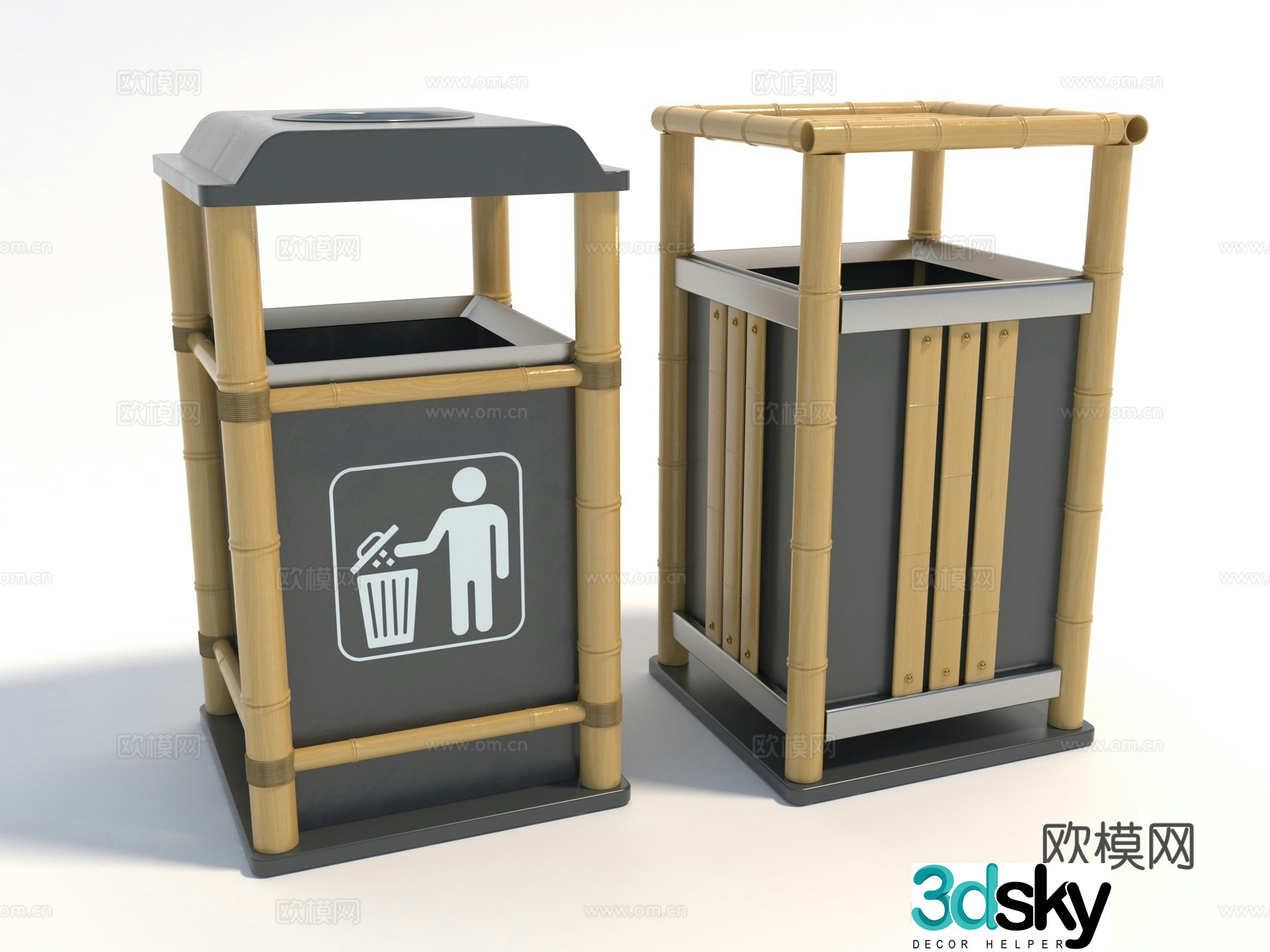 Modern style trash can 3d model