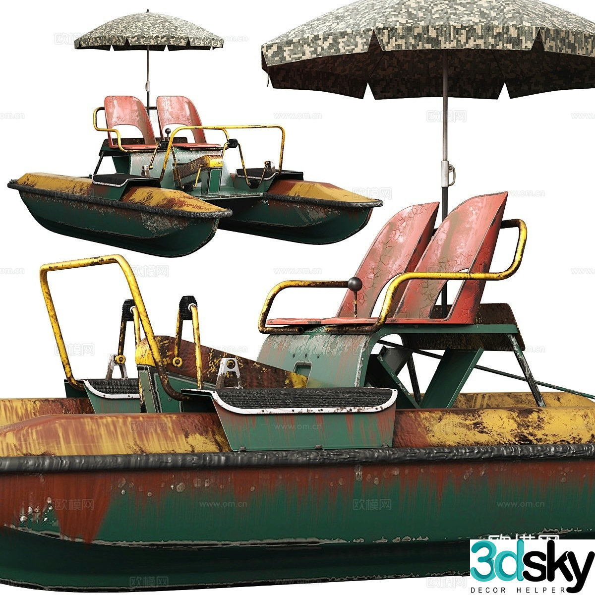 Catamaran Amber (pedal boat) old model 3d model