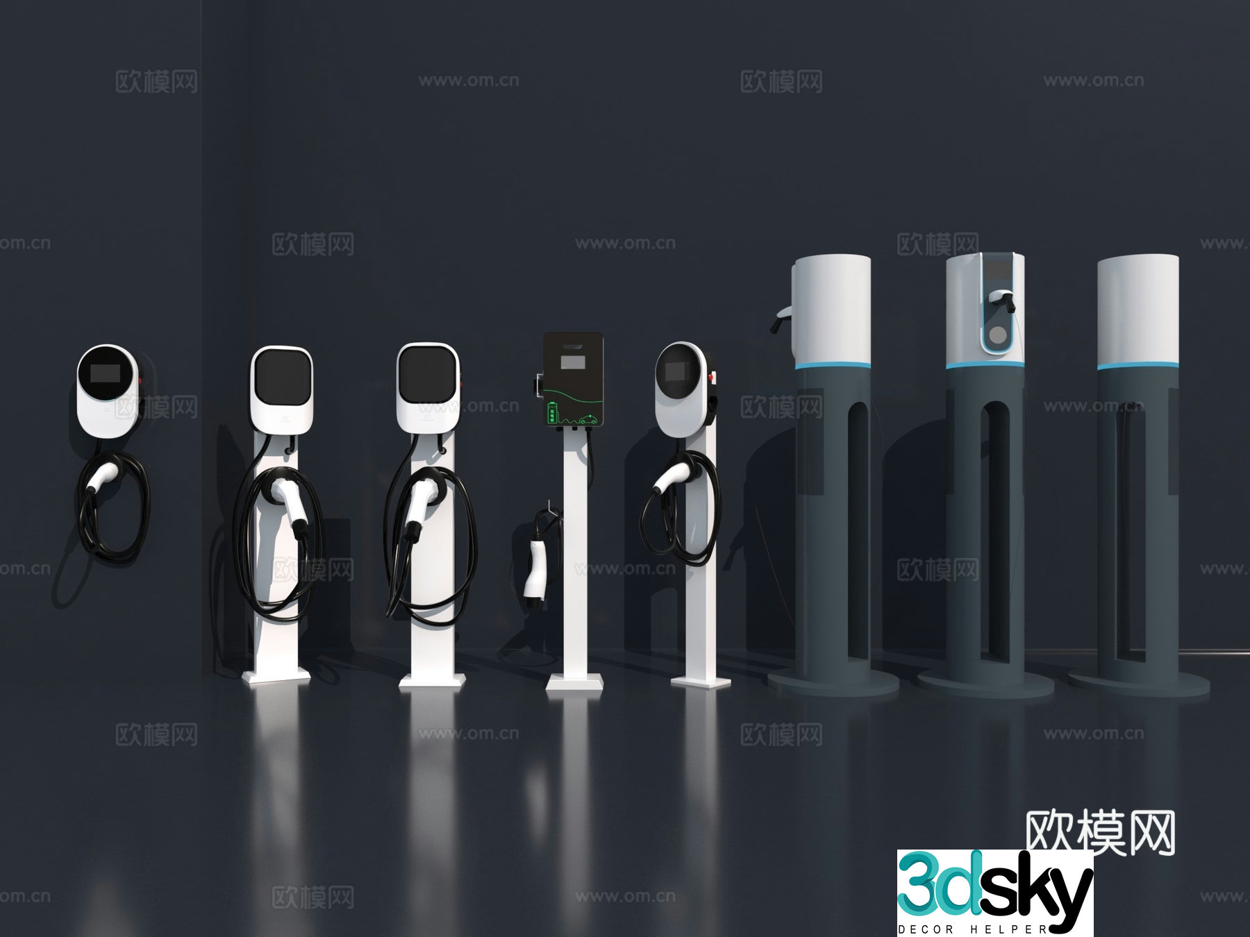 Modern charging pile 3d model