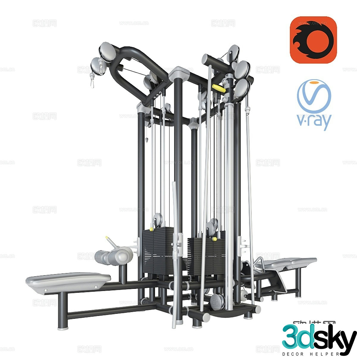 Black cable training station 3d model