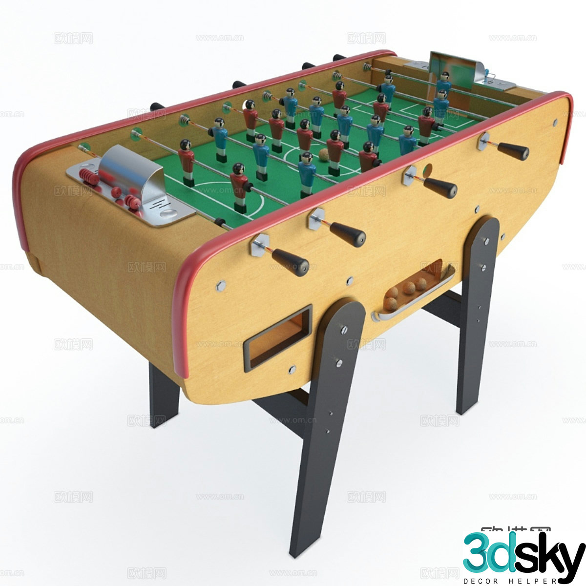 Wooden table football 3d model