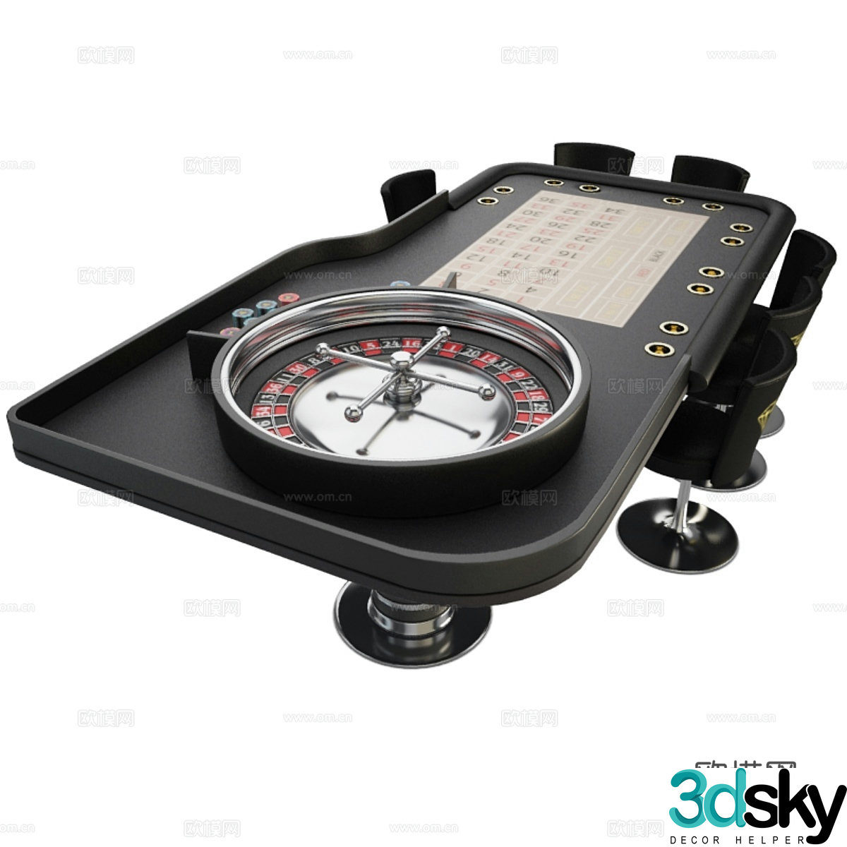 Roulette table casino 3d model
