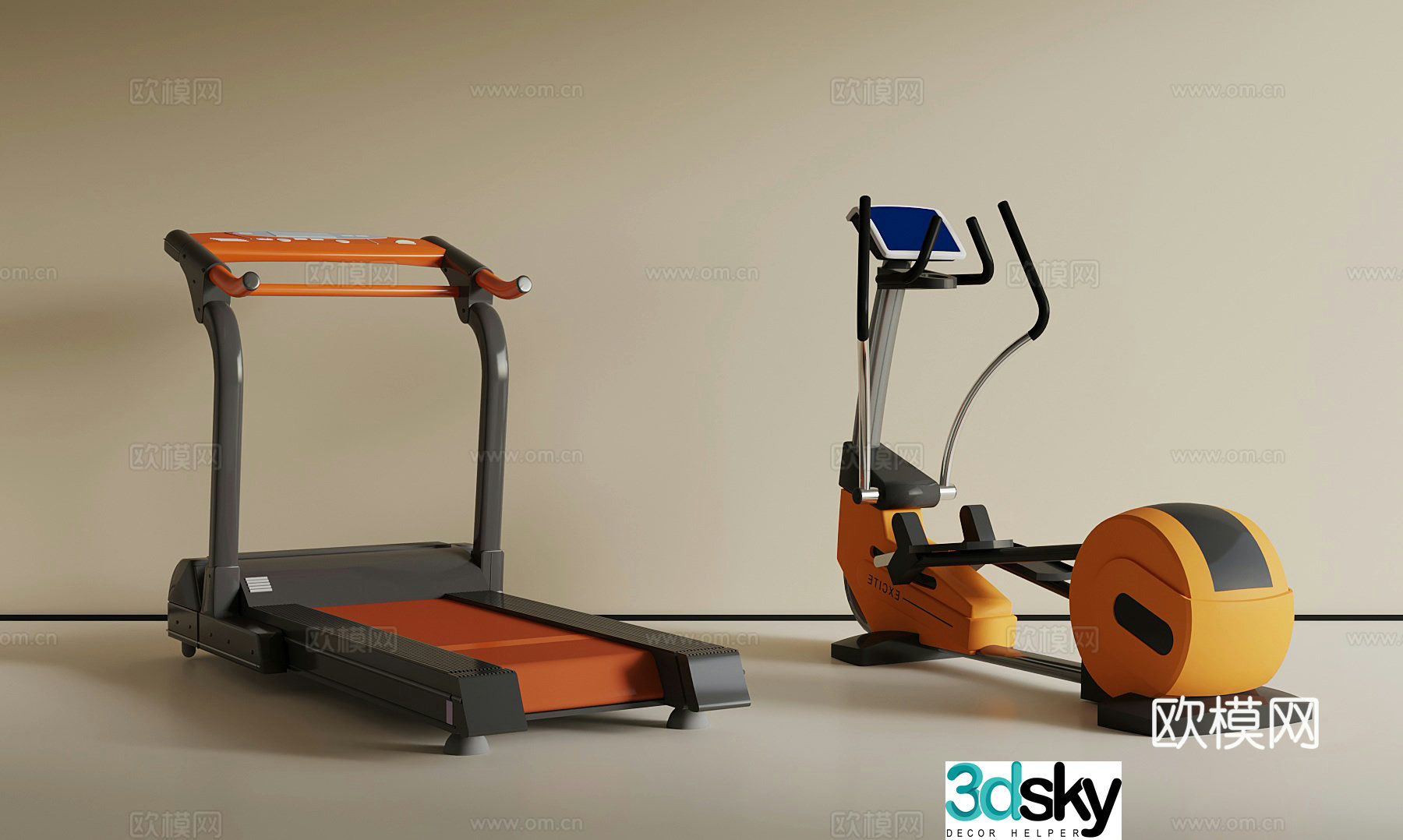 Modern fitness equipment 3d model