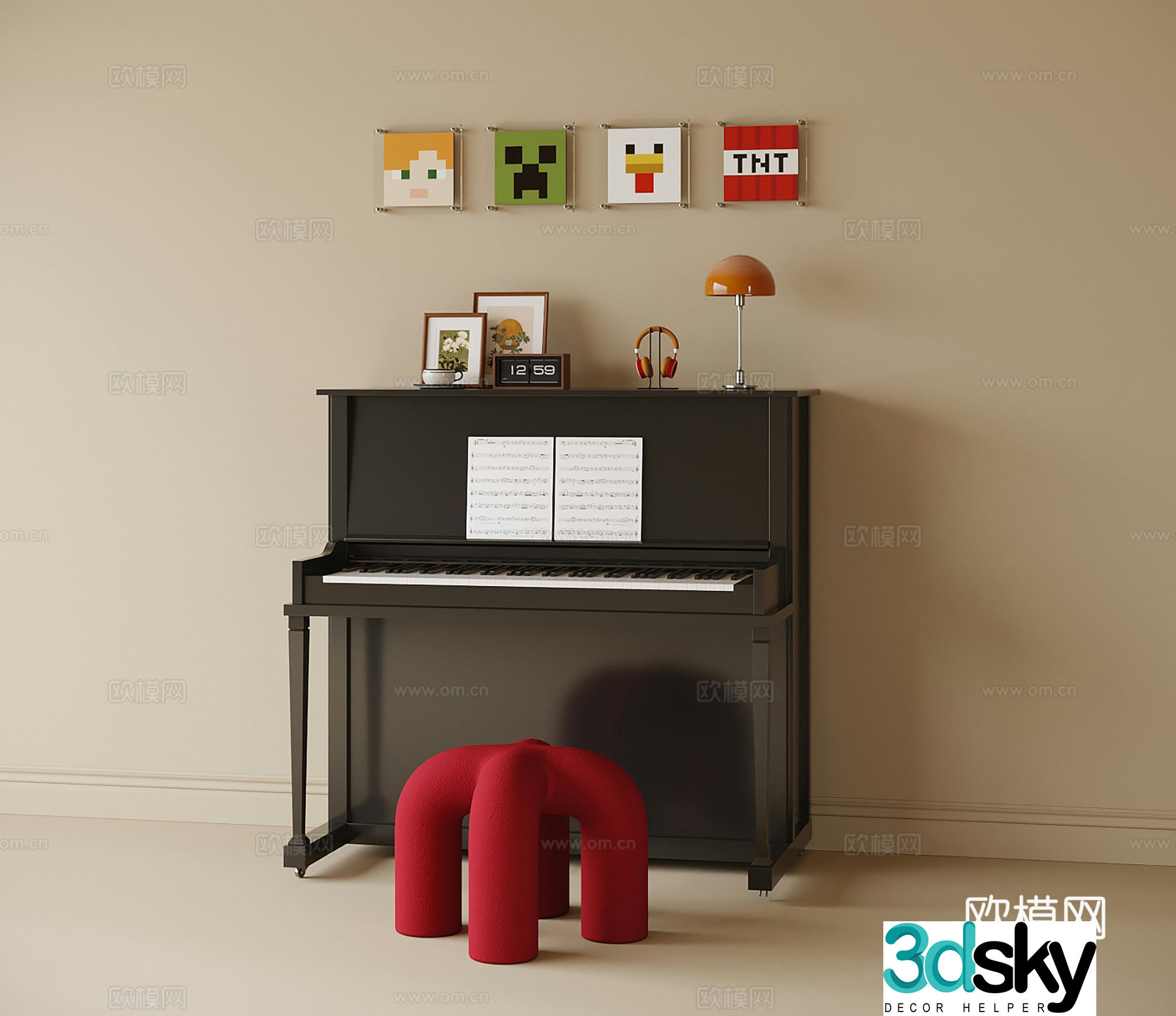 modern piano 3d model