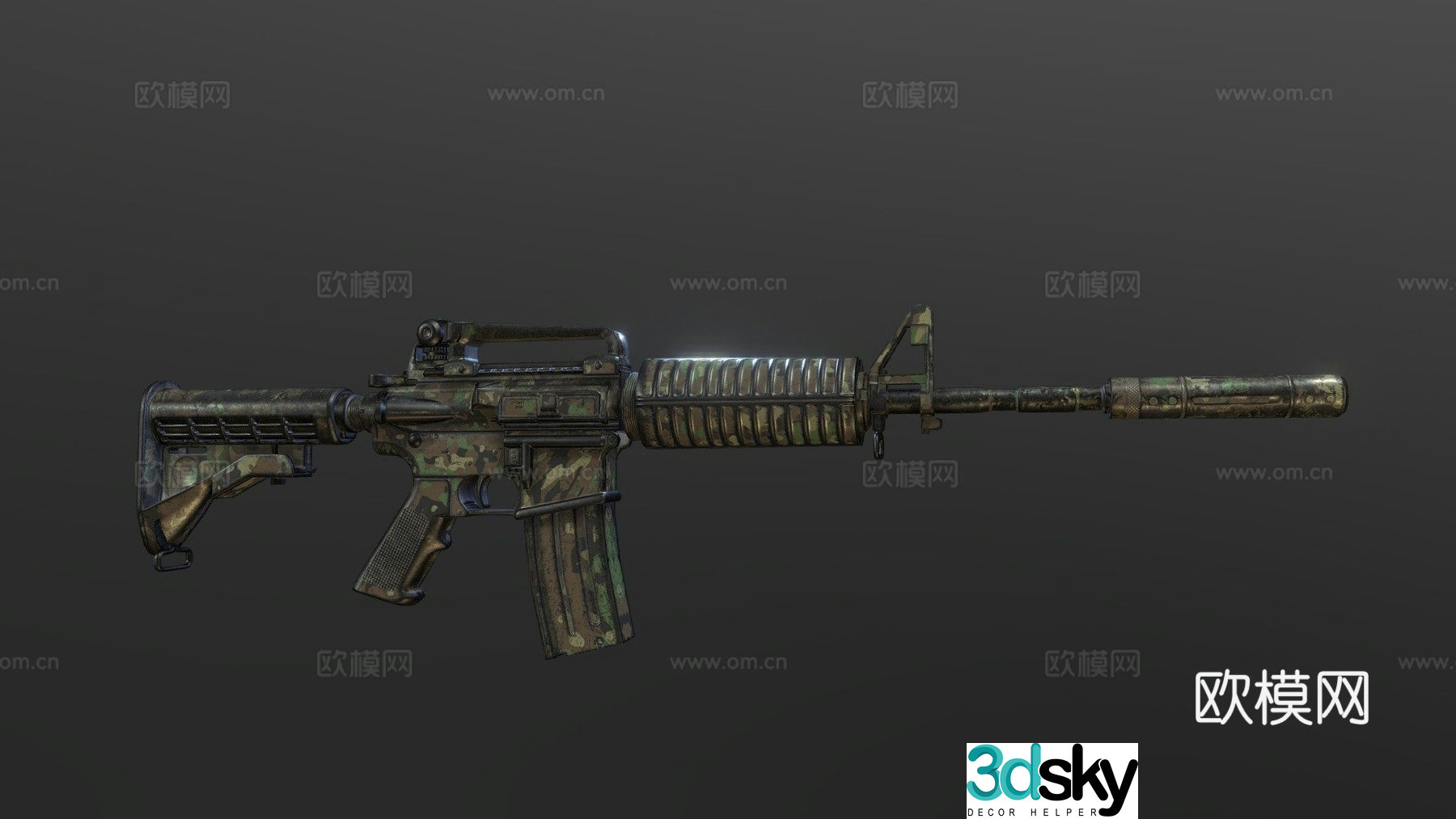 M4A1 assault rifle low polygon 3d model