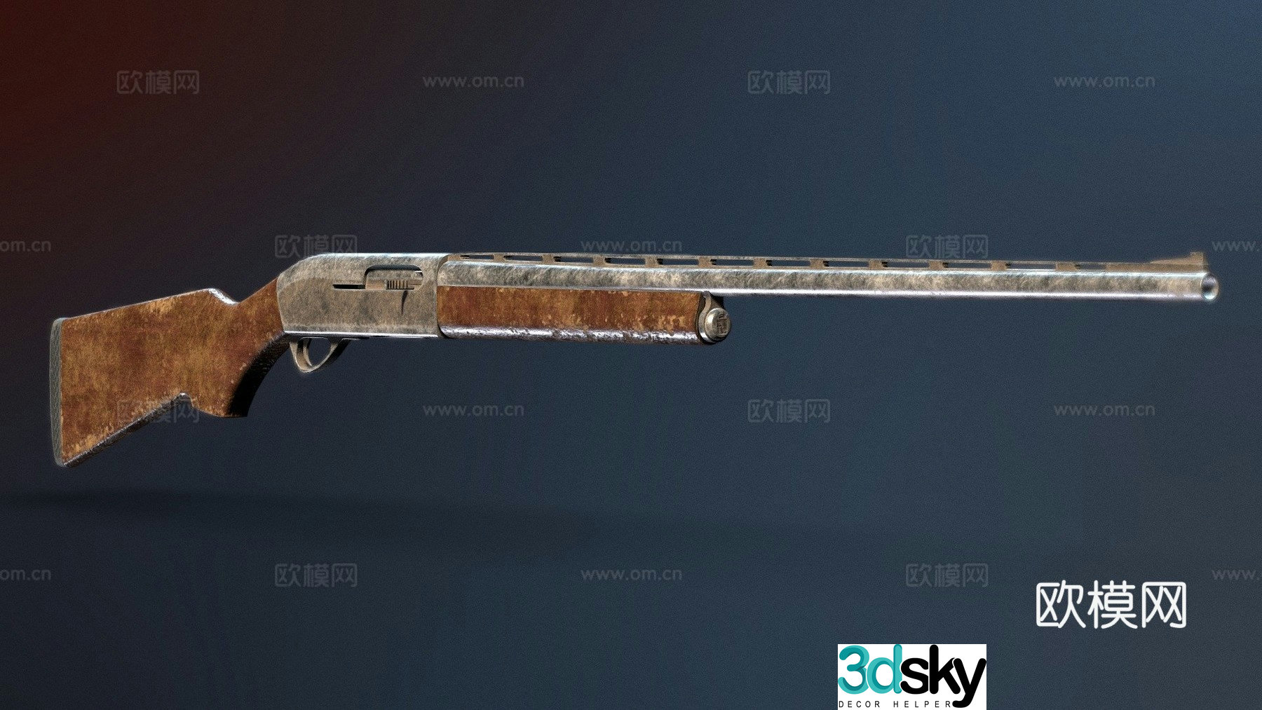 Rusty italian shotgun 3d model