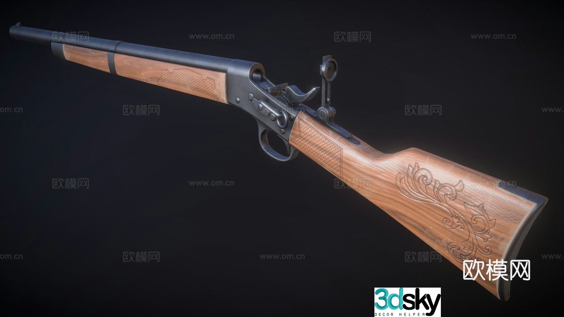 Remington revolver rifle 3d model