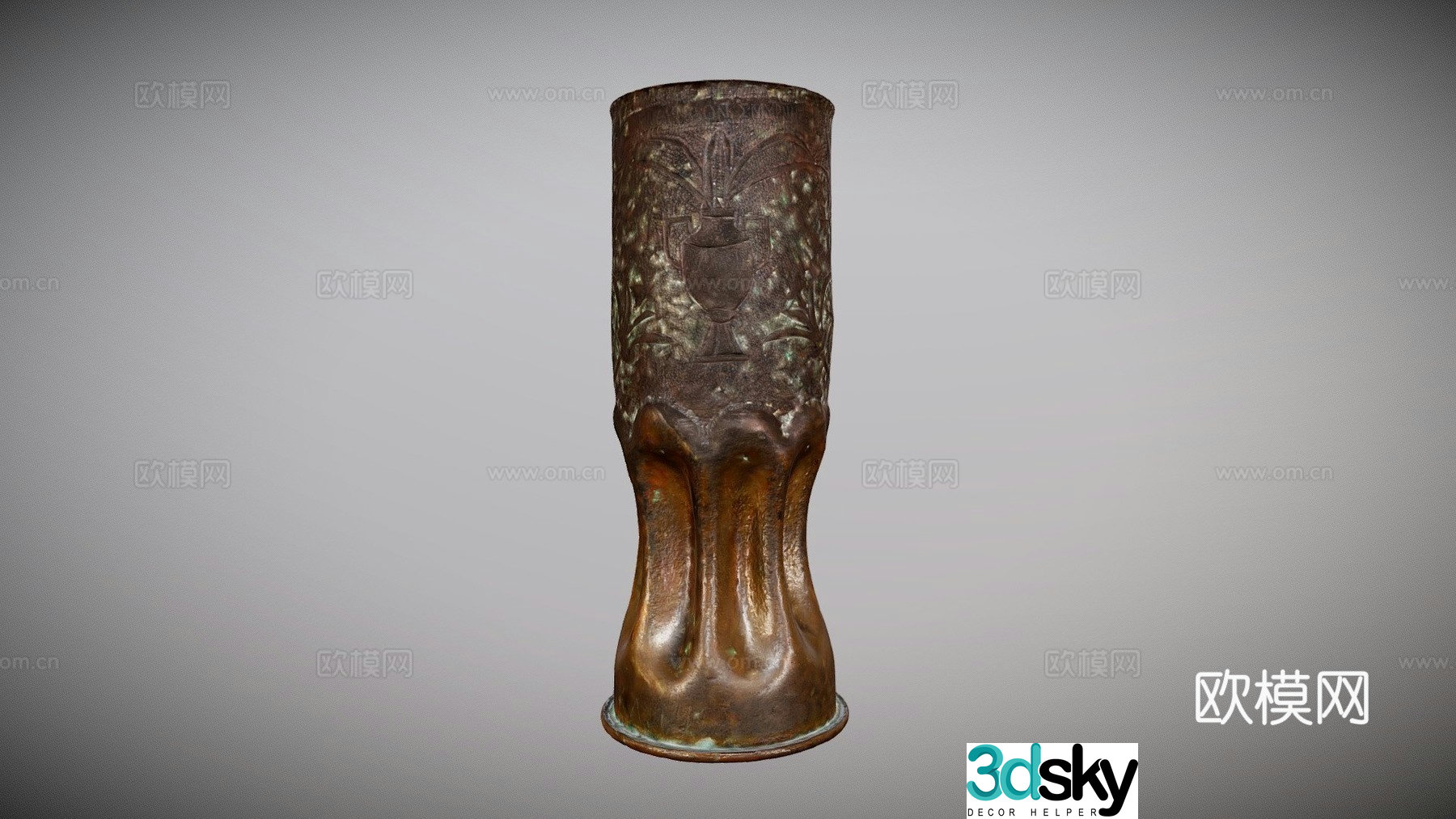 Trench art deco artillery shell 1915 3d model