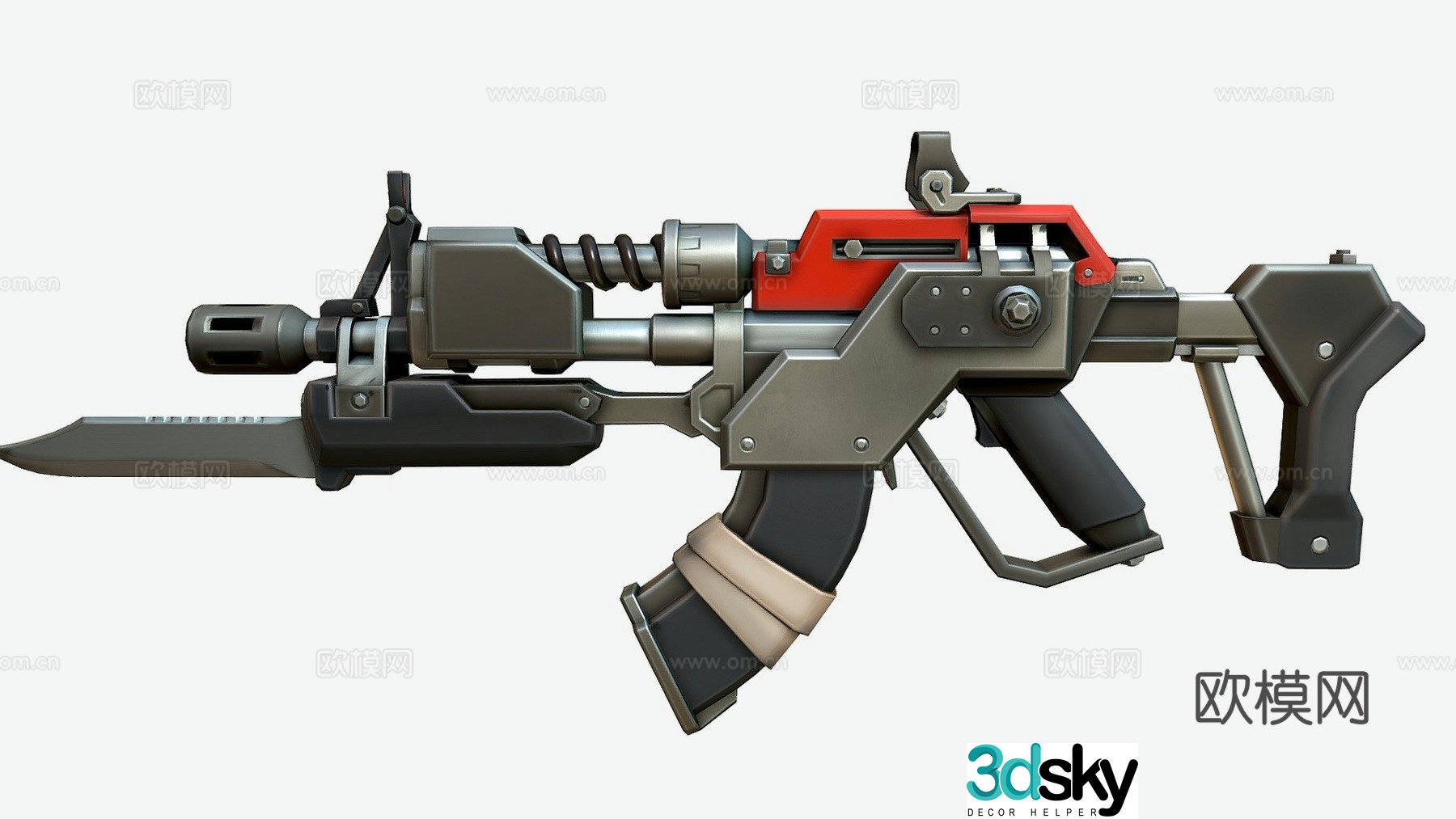 Assault rifle stylized cartoon version 3d model