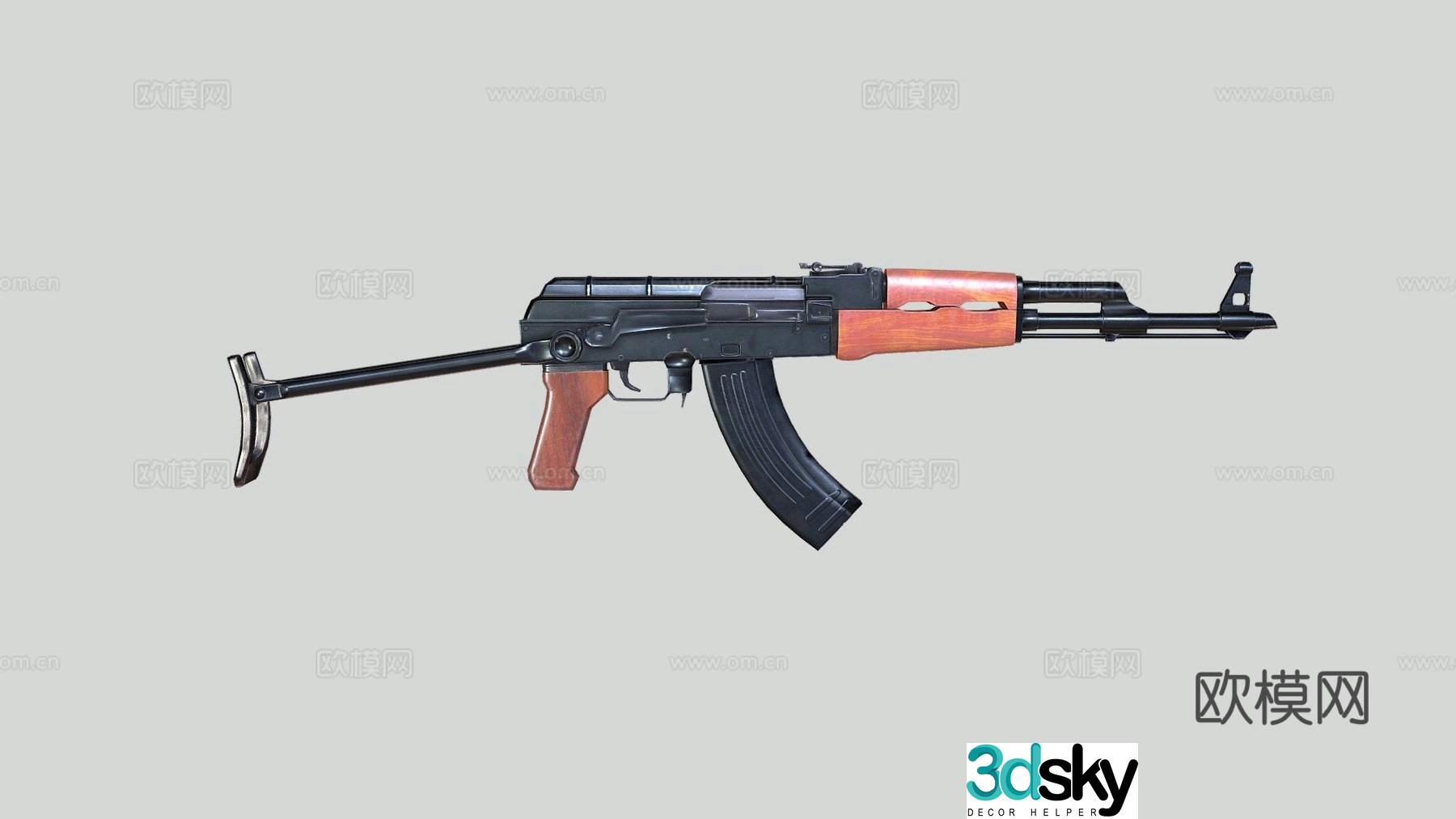 AKMS AK47 assault rifle with folding stock 3d model