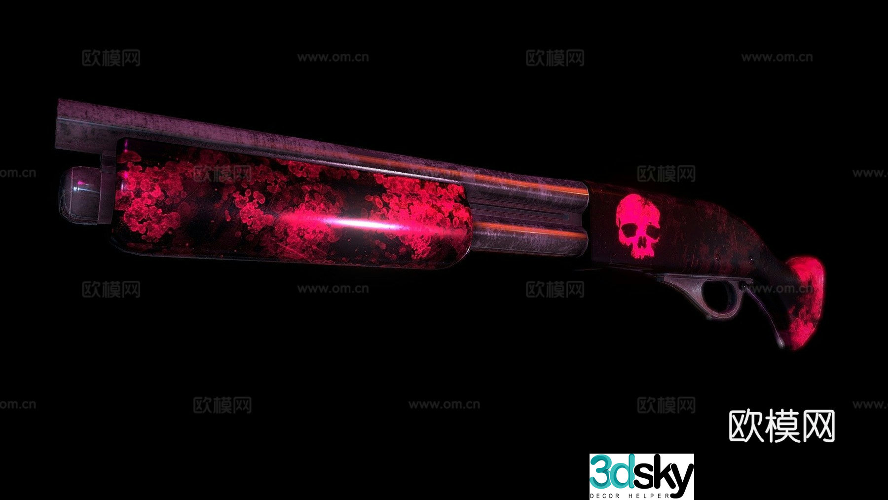 Sawed-off shotgun texture works 3d model