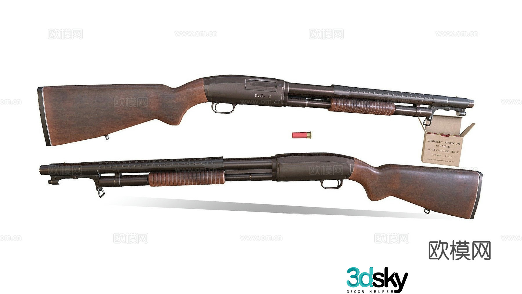 Winchester Model 12 trench gun 3d model
