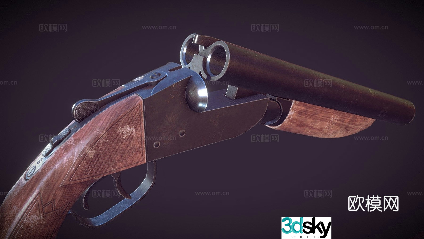 Sawed-off side-by-side shotgun 3d model