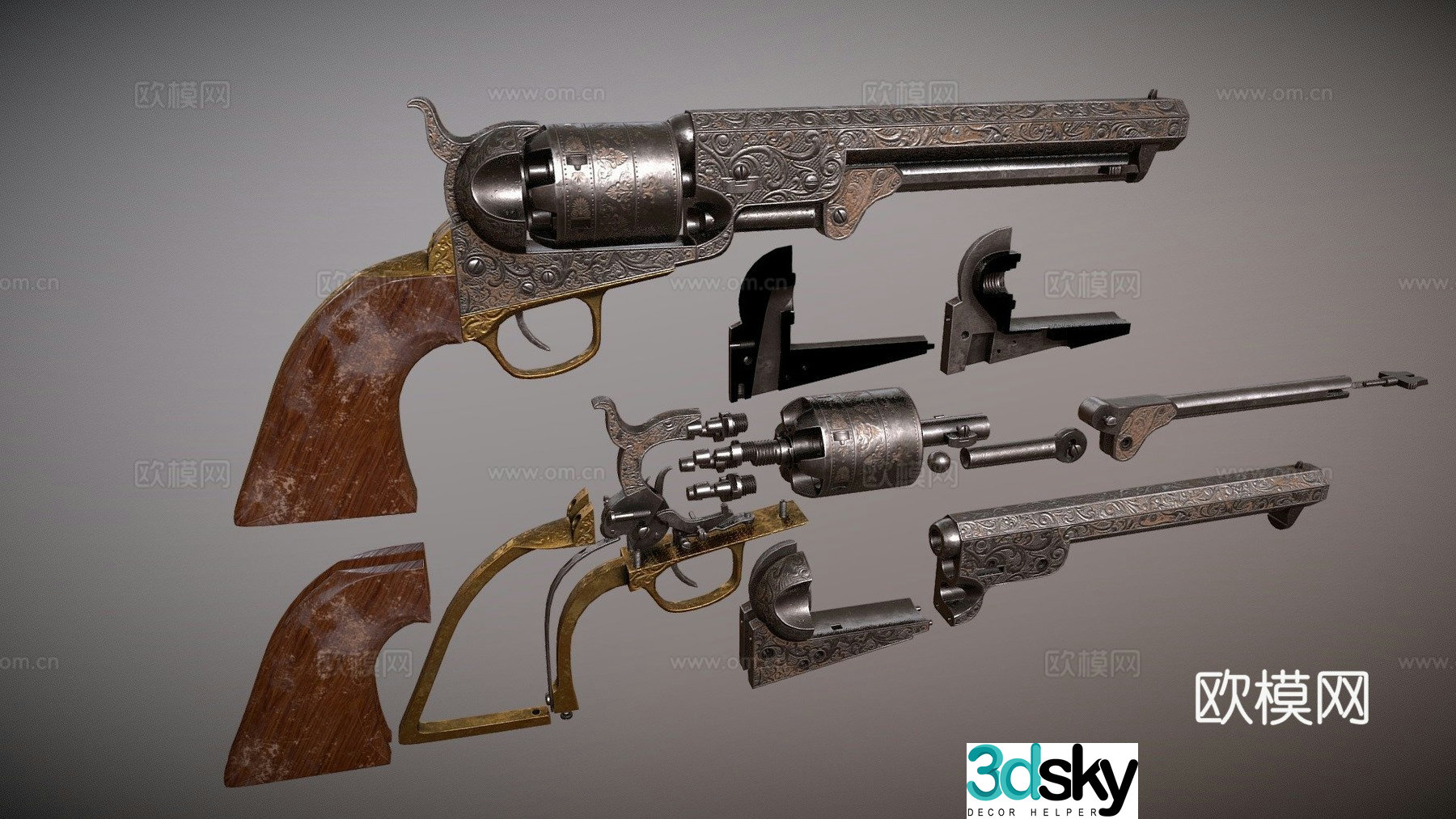 Year Colt Navy Revolver 3d model