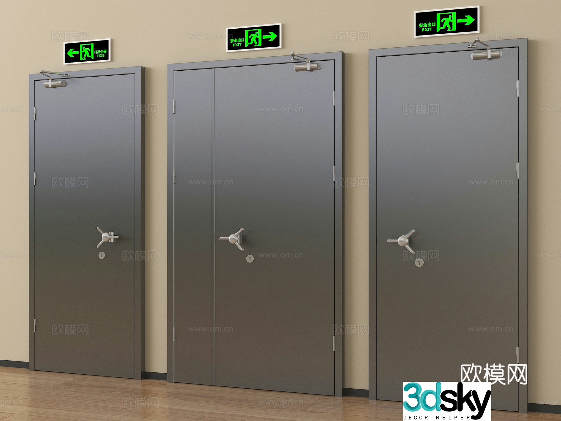 Modern fire door fire door safety exit 3d model