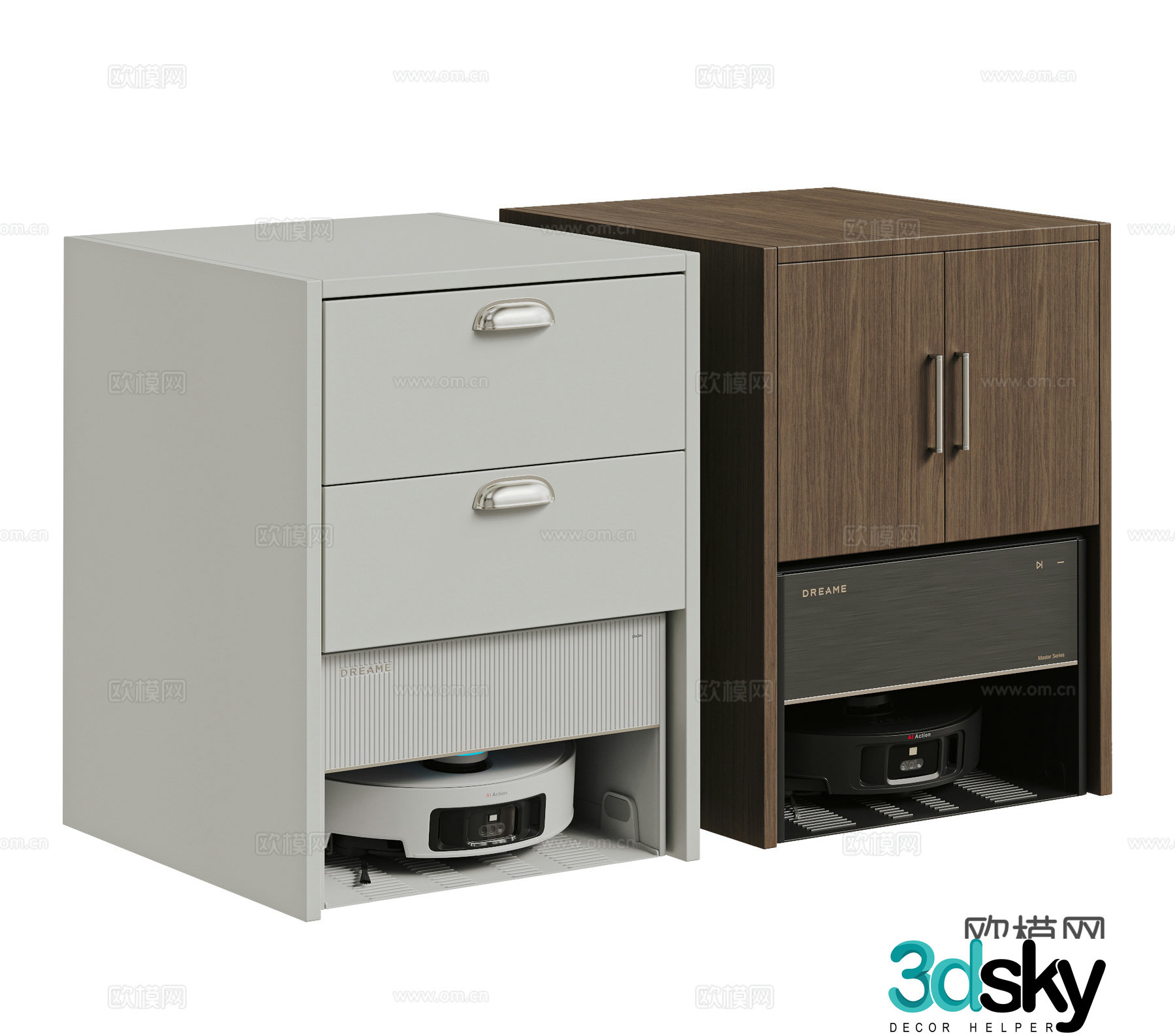 Modern sweeping robot combination Zhumi sweeping robot cabinet 3D model