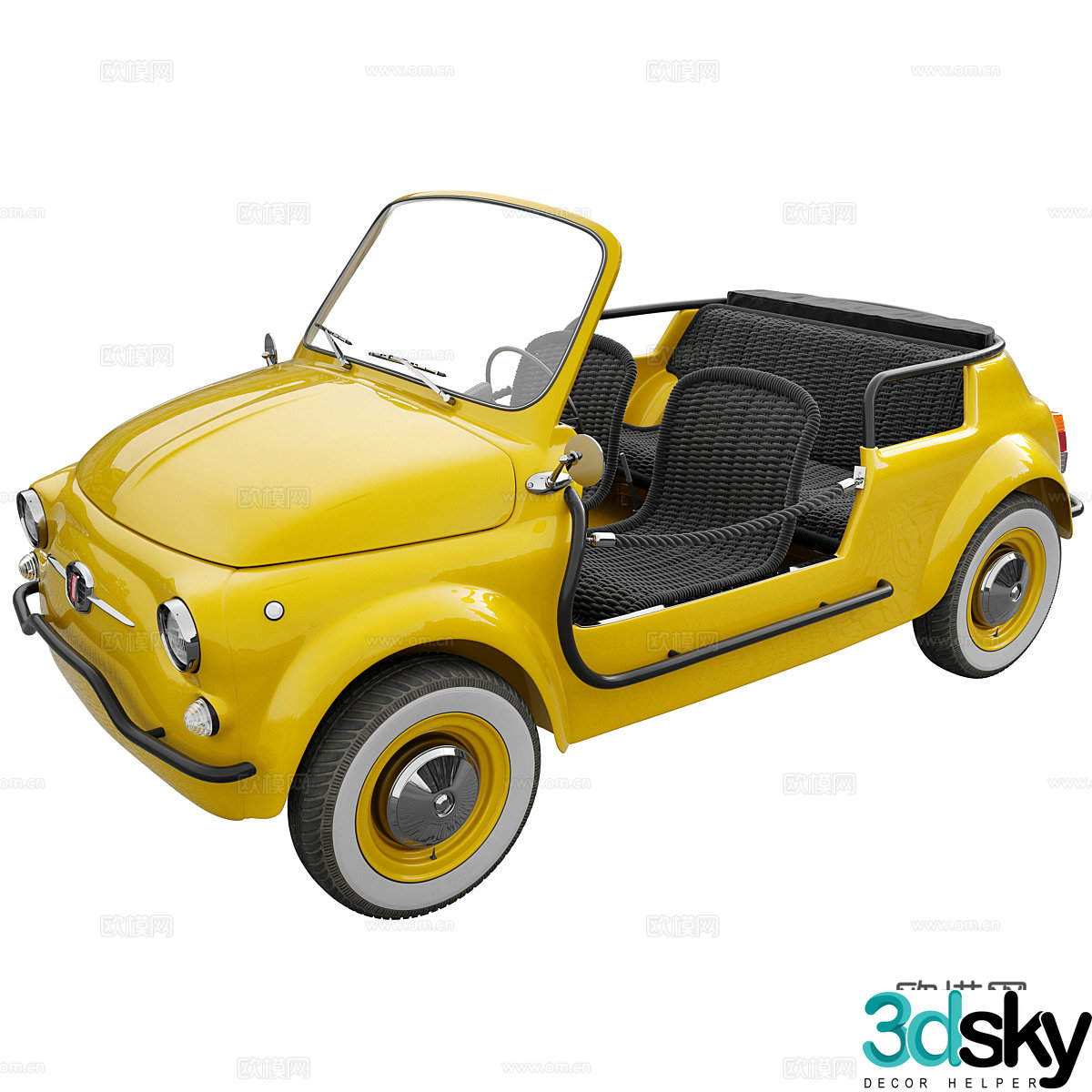 fiat 500 convertible 3d model