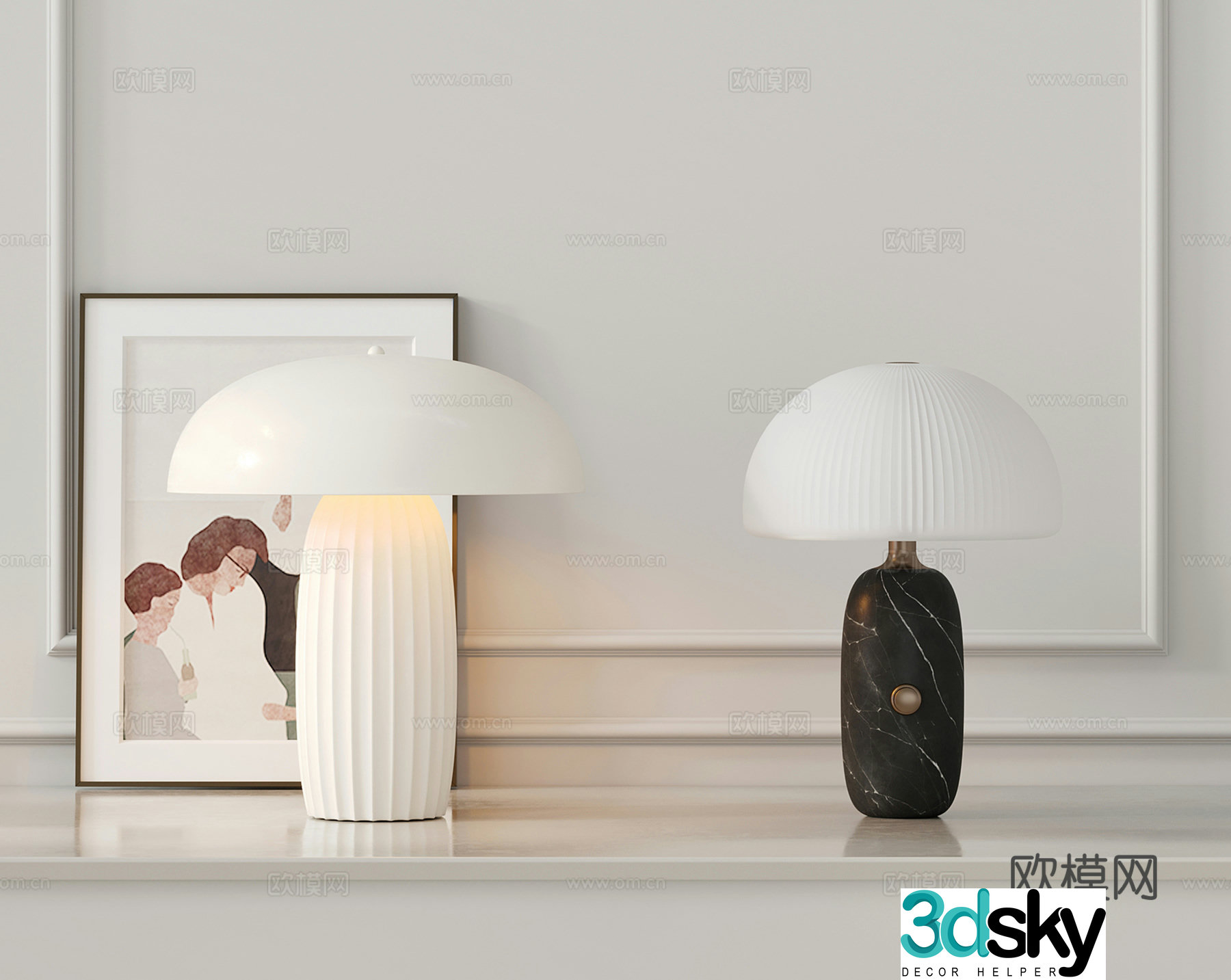 Cream style desk lamp 3d model