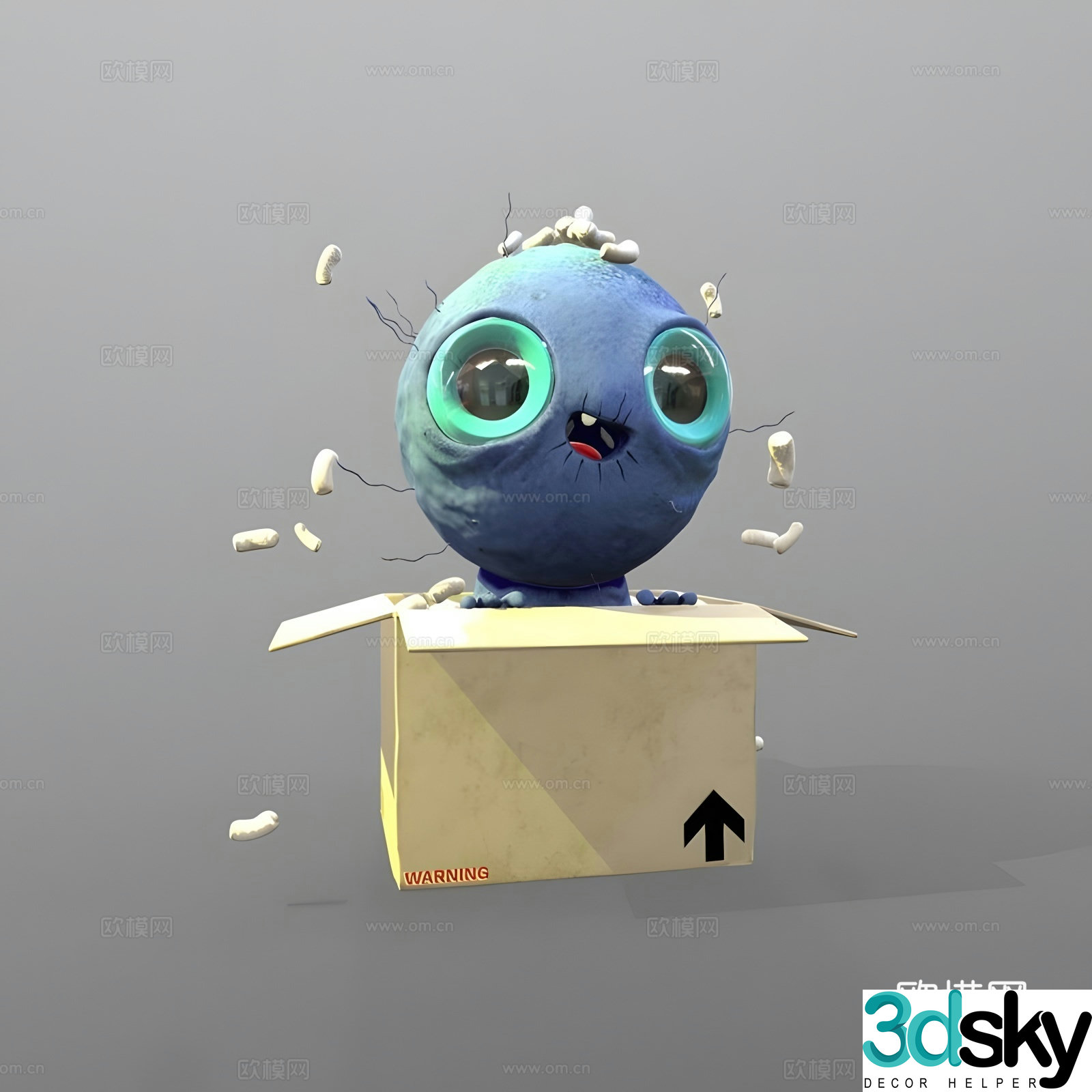 Box trendy toy cute monster 3d model