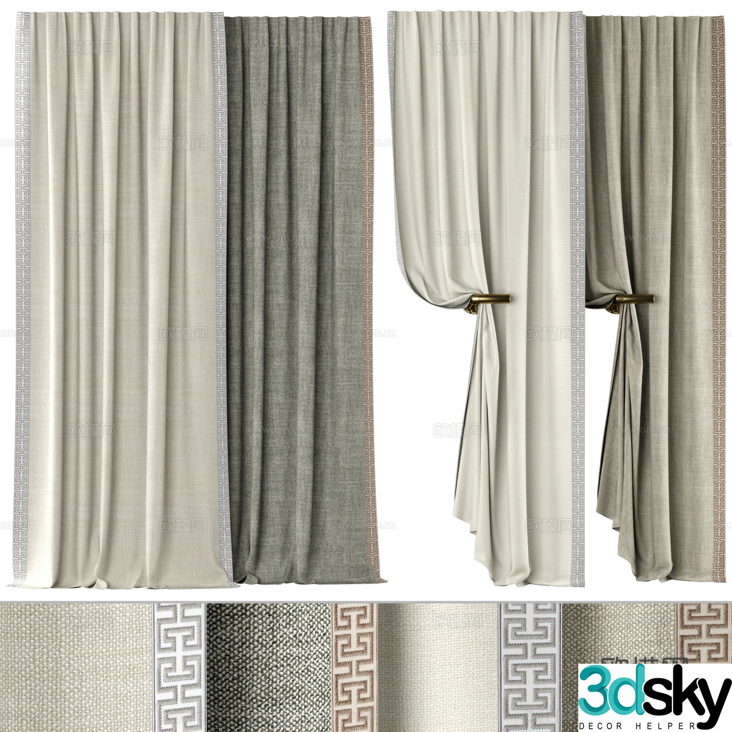 Curtains Window Screen 3d model