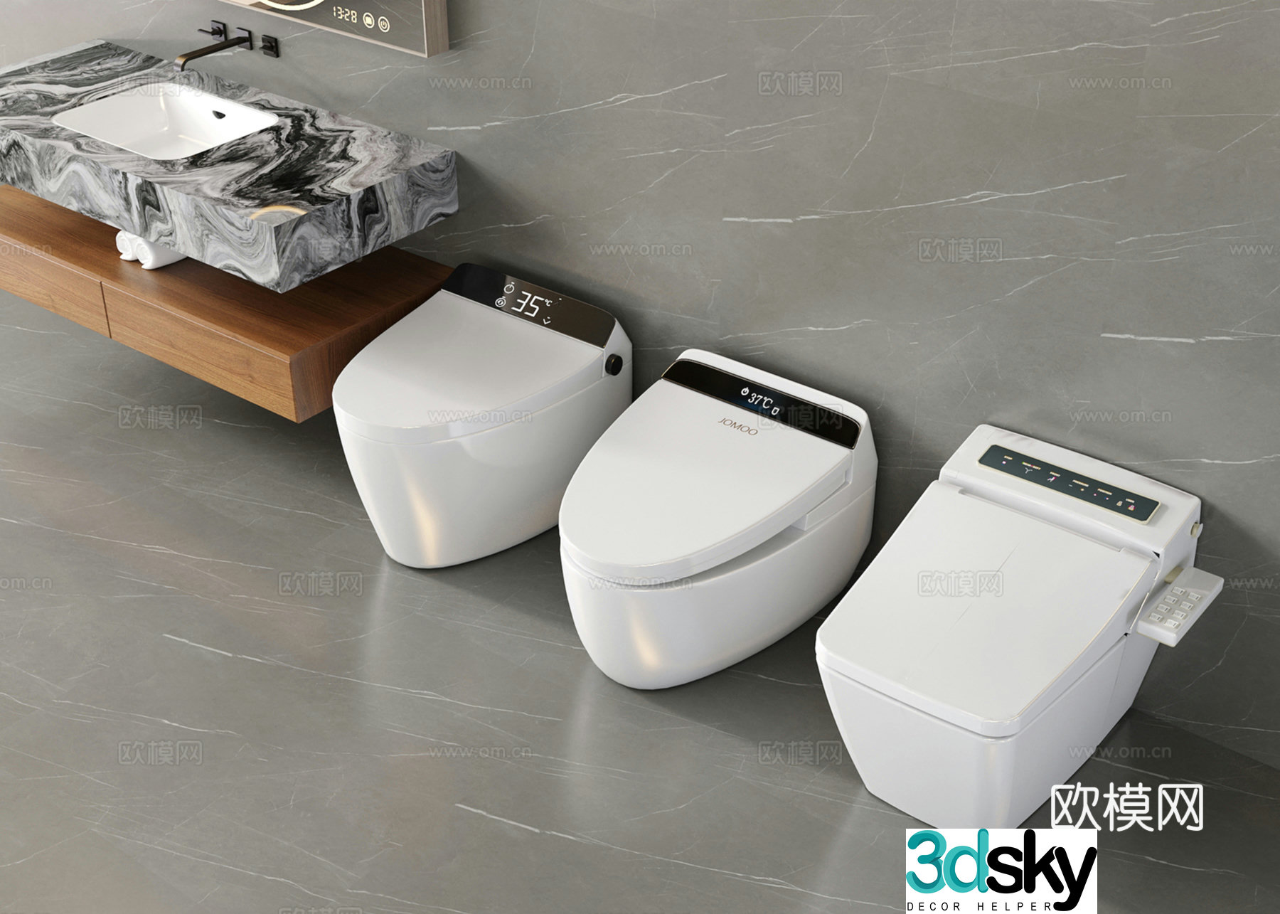 Modern wall mounted toilet toilet smart toilet 3d model