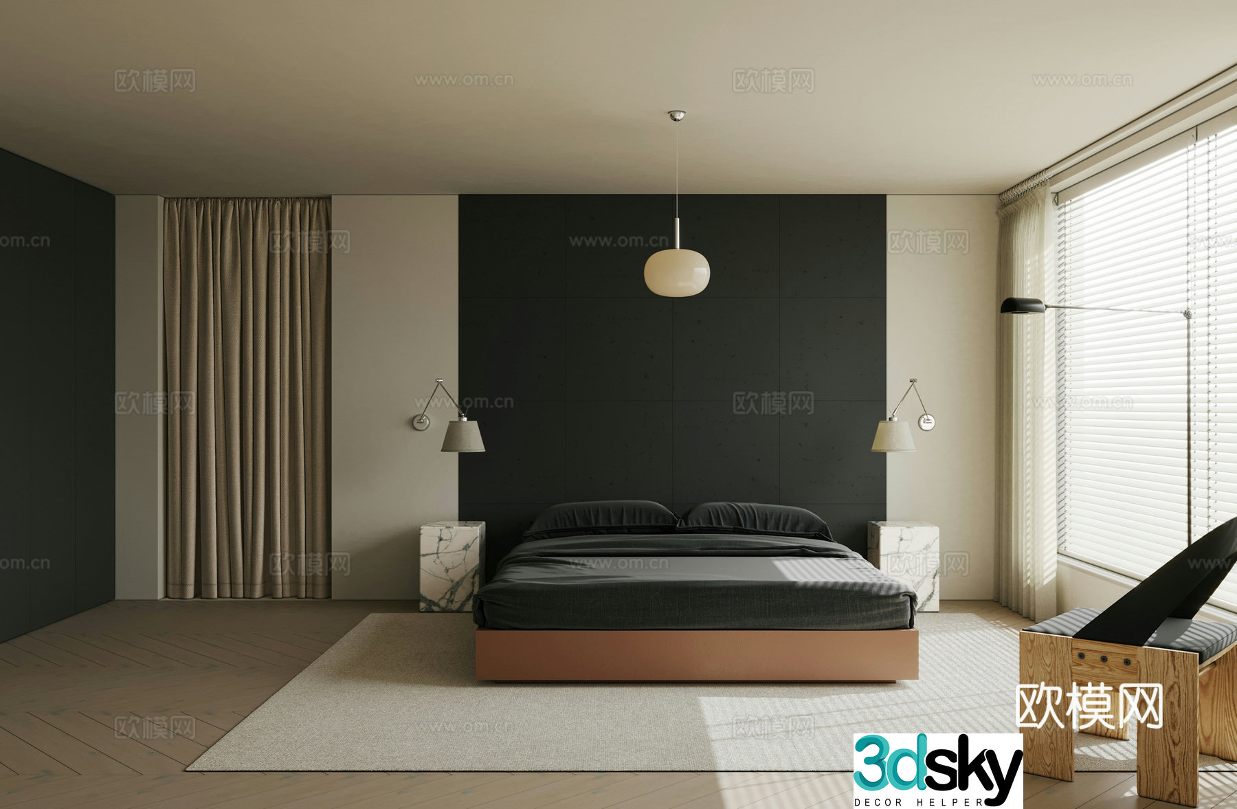 Italian style bedroom master bedroom 3d model