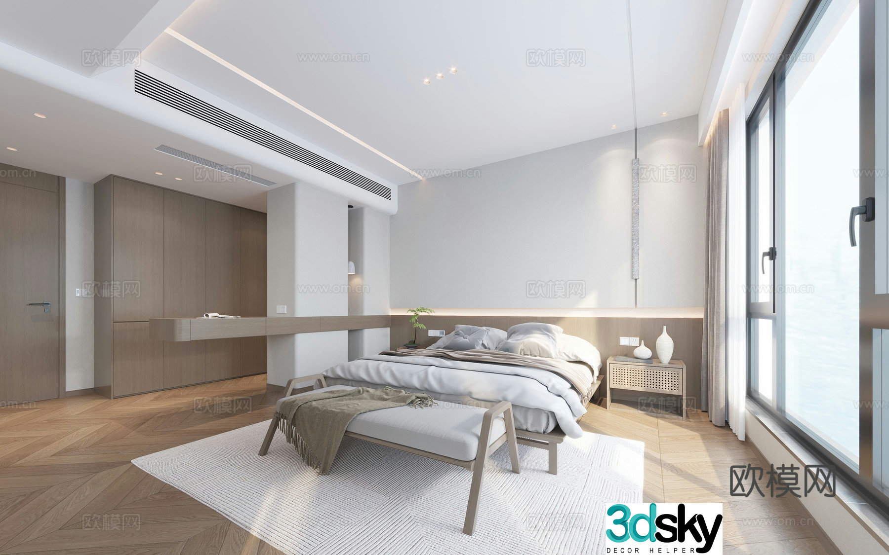 Modern bedroom master bedroom 3d model