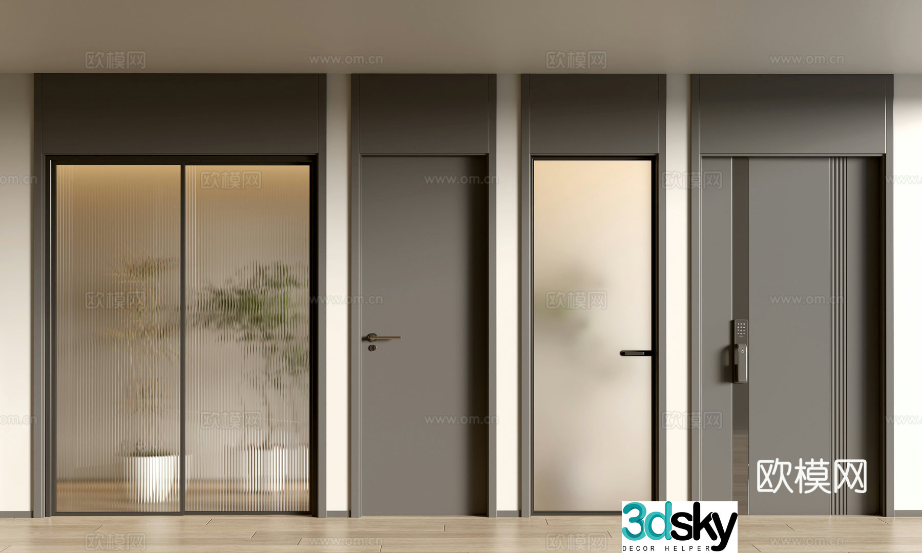 Modern single door bedroom door room door entrance door 3d model