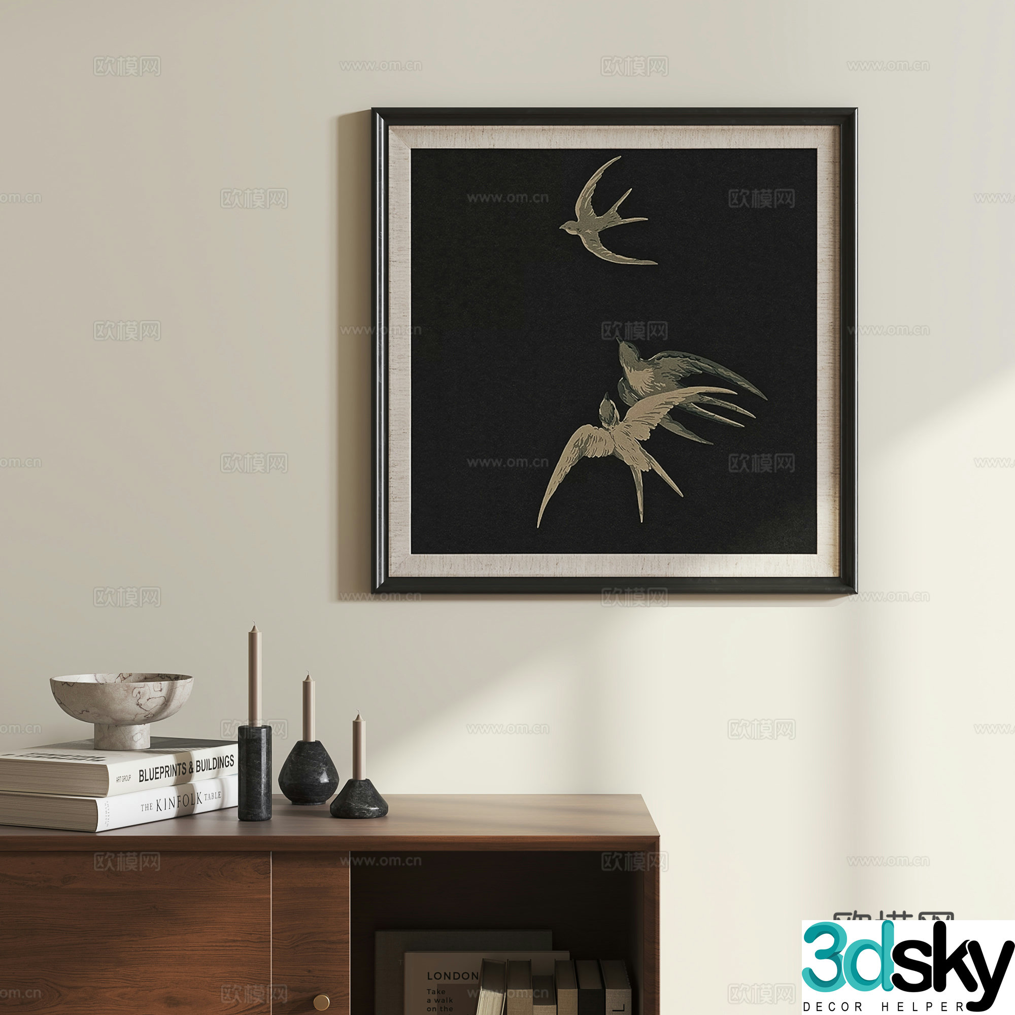Middle-aged style hanging paintings texture paintings decorative paintings 3D model